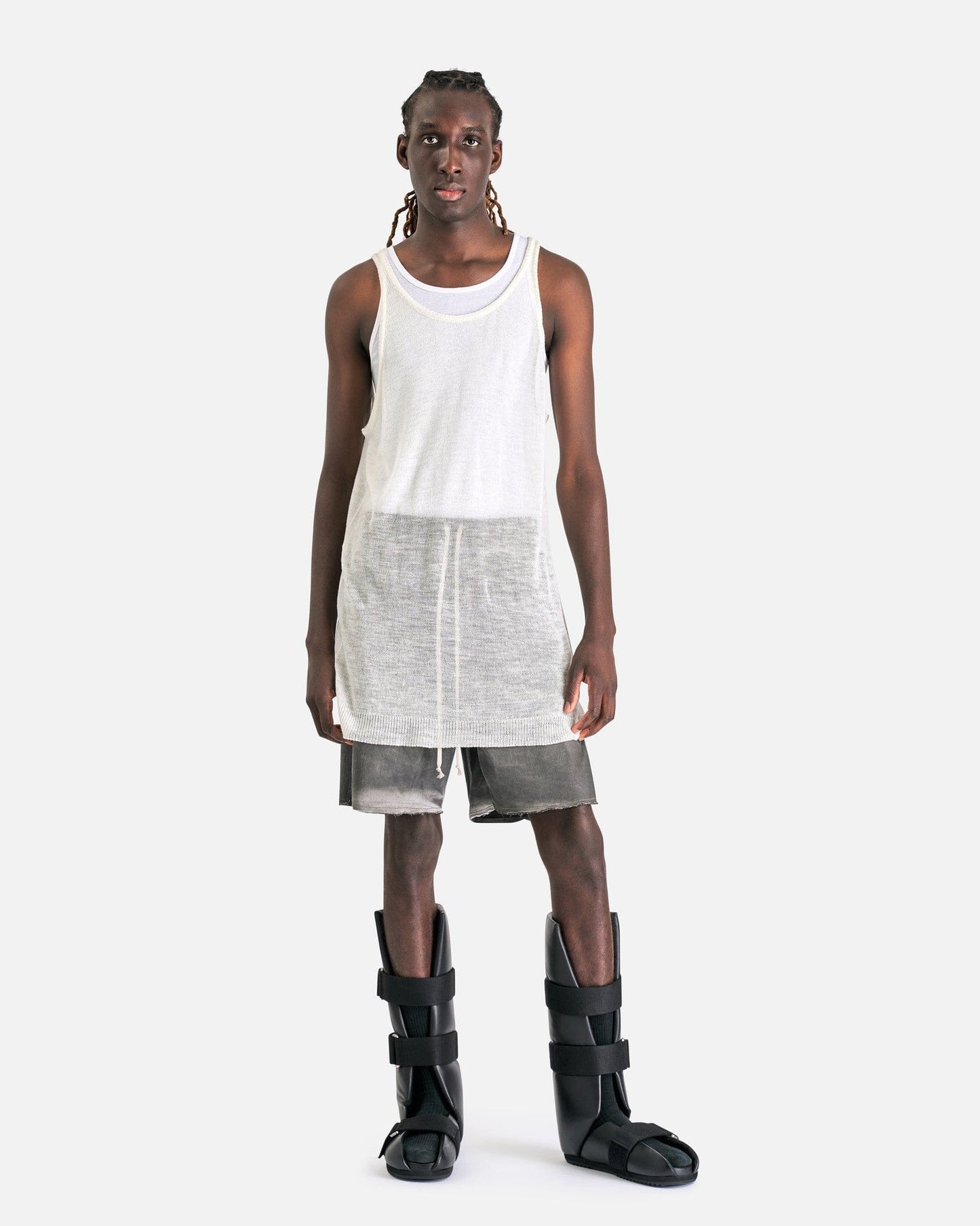 Rick Owens Men's Shorts Denim Long Boxer Shorts in Dark Dust