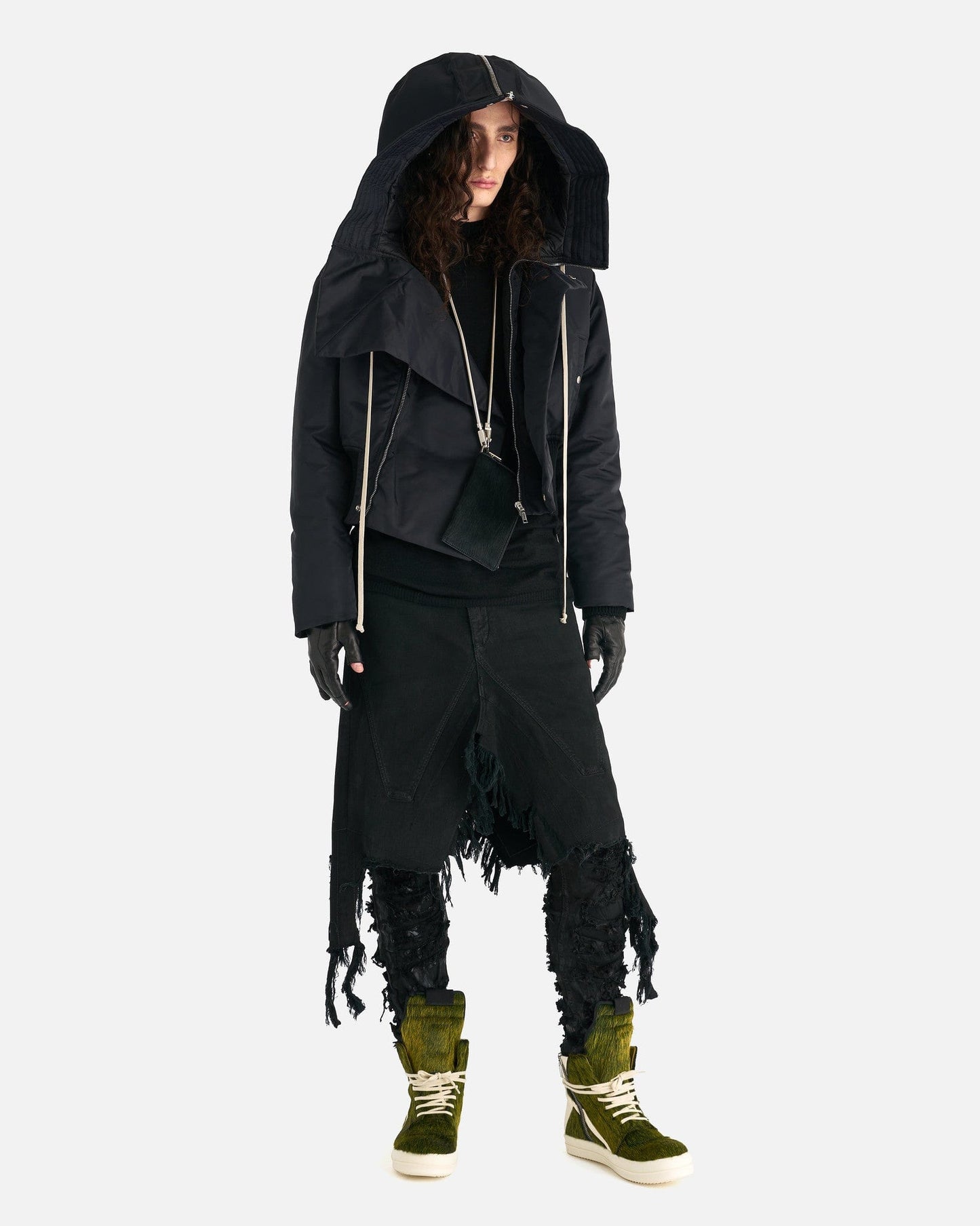 Rick Owens Men's Pants Denim Silvered Skirt in Black
