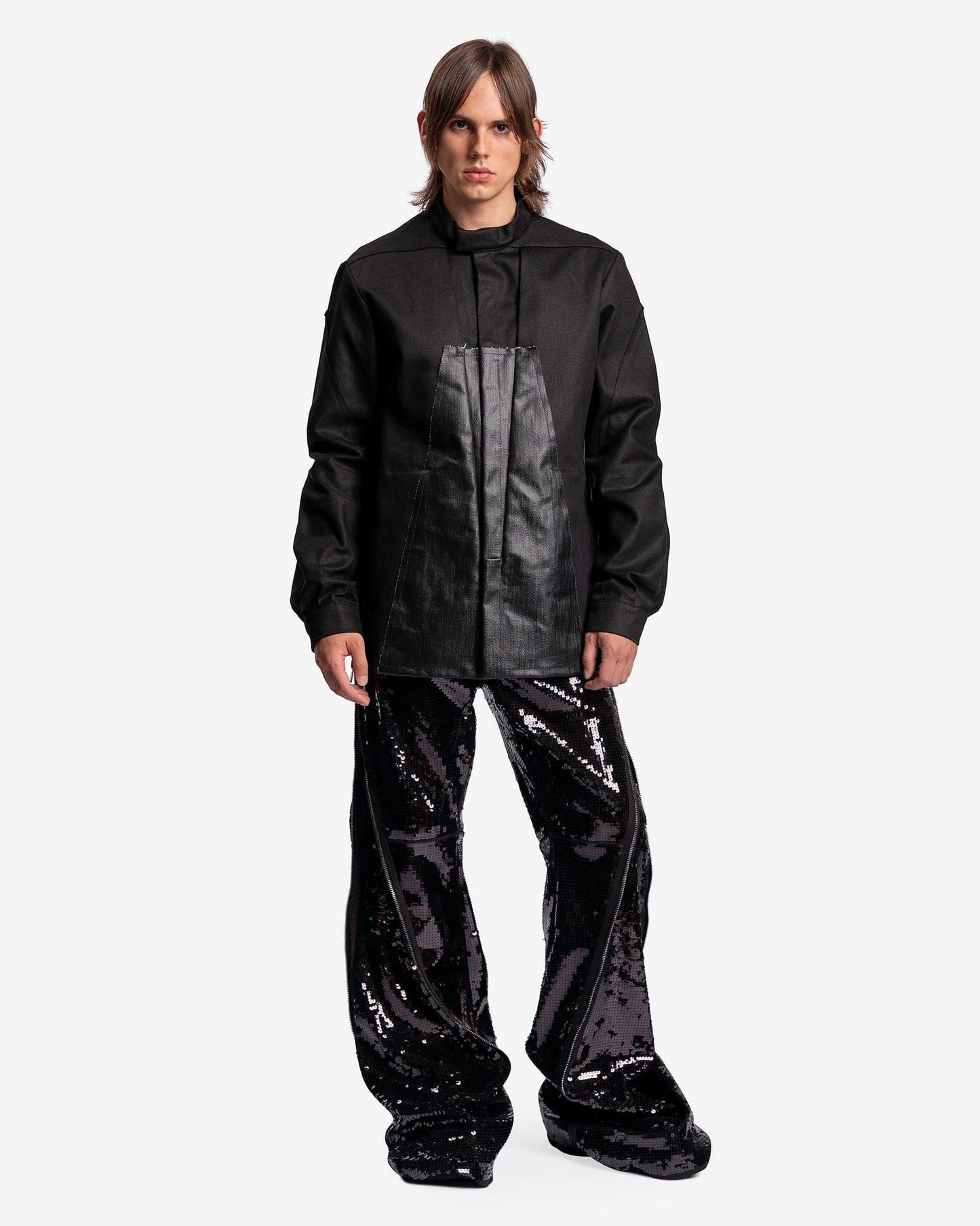 Rick Owens Men's Shirts Denim Splintered Outershirt in Black