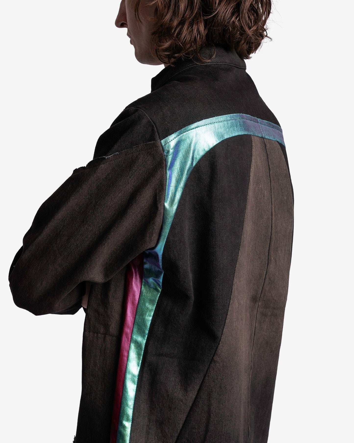 Rick Owens Men's Shirts Denim Splintered Outershirt in Brown/Dark Dust Degrade