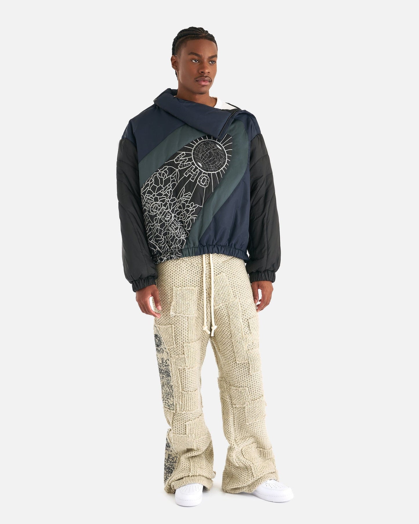 Who Decides War Men's Jackets Diagonal Glass Puffer in Indigo