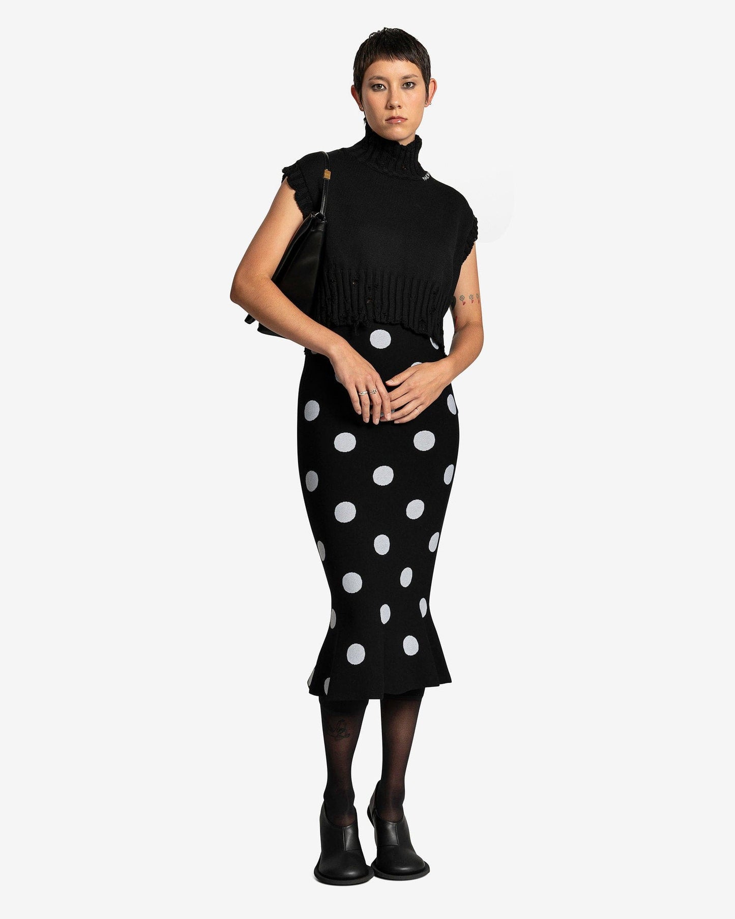 Marni Women Sweaters Disheveled Cotton Vest in Black