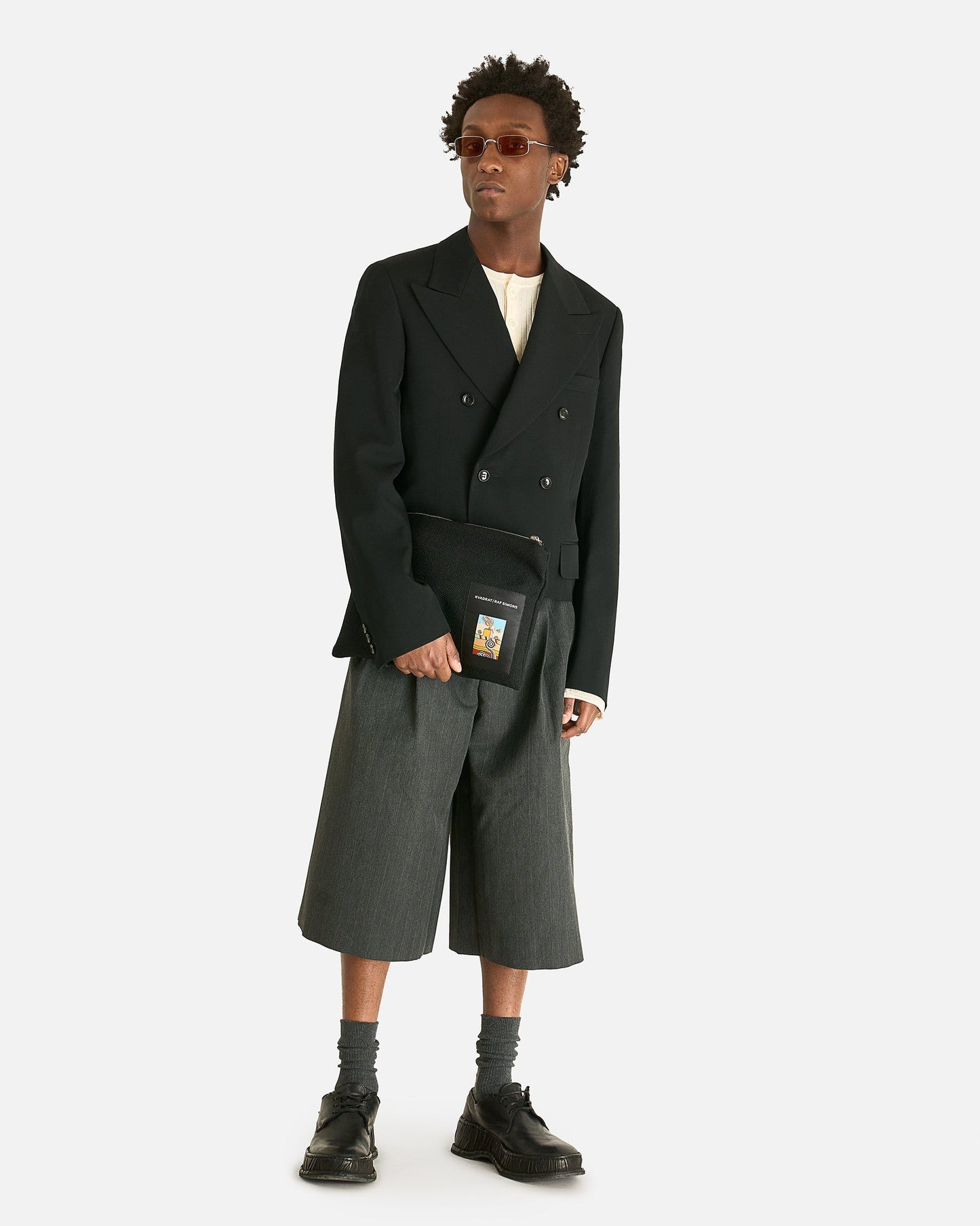 Comme des Garcons HOMME PLUS Men's Jackets M Double Breasted Cropped Jacket in Black