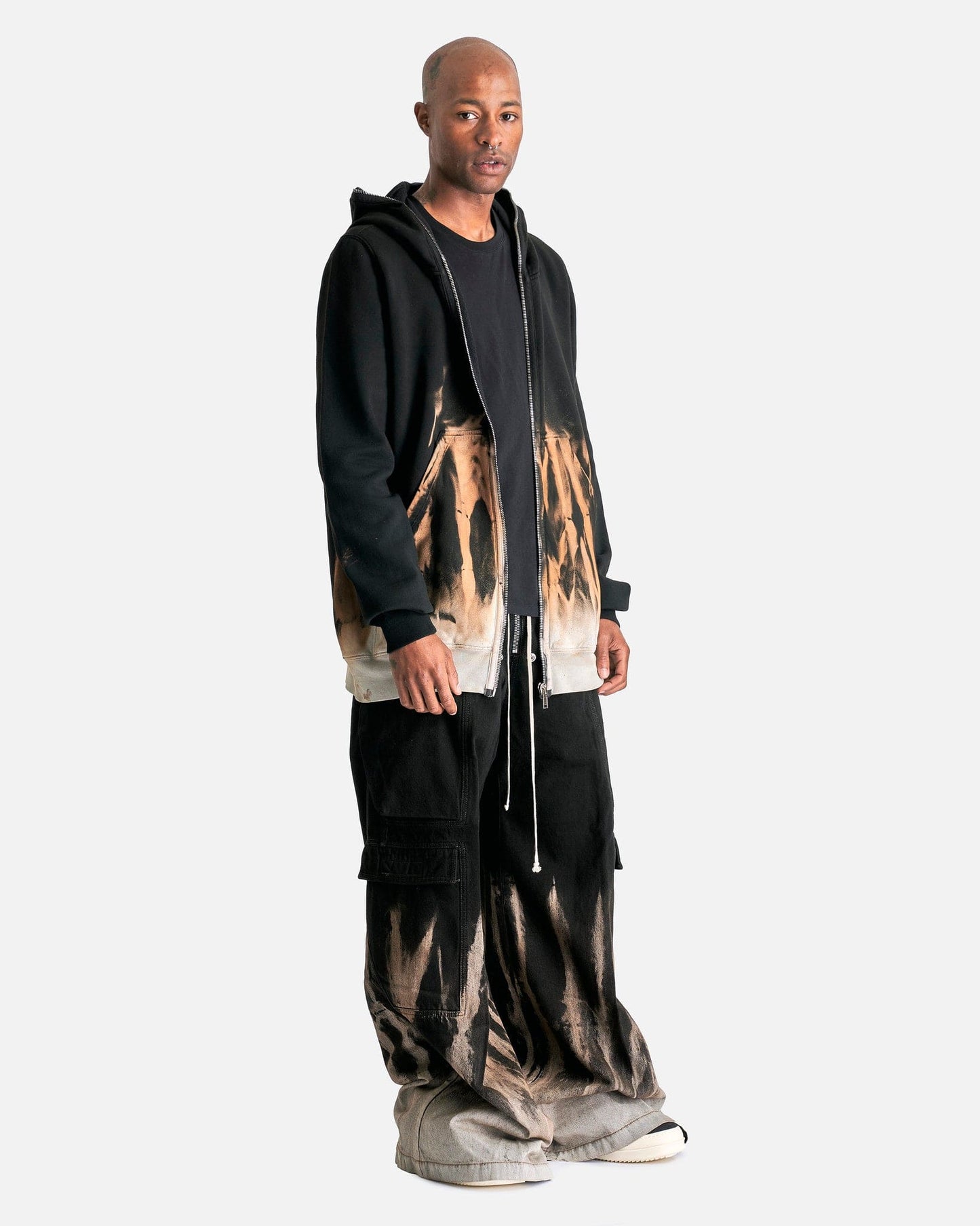 Rick Owens DRKSHDW Men's Pants Double Cargo Jumbo Belas in Black/Terra