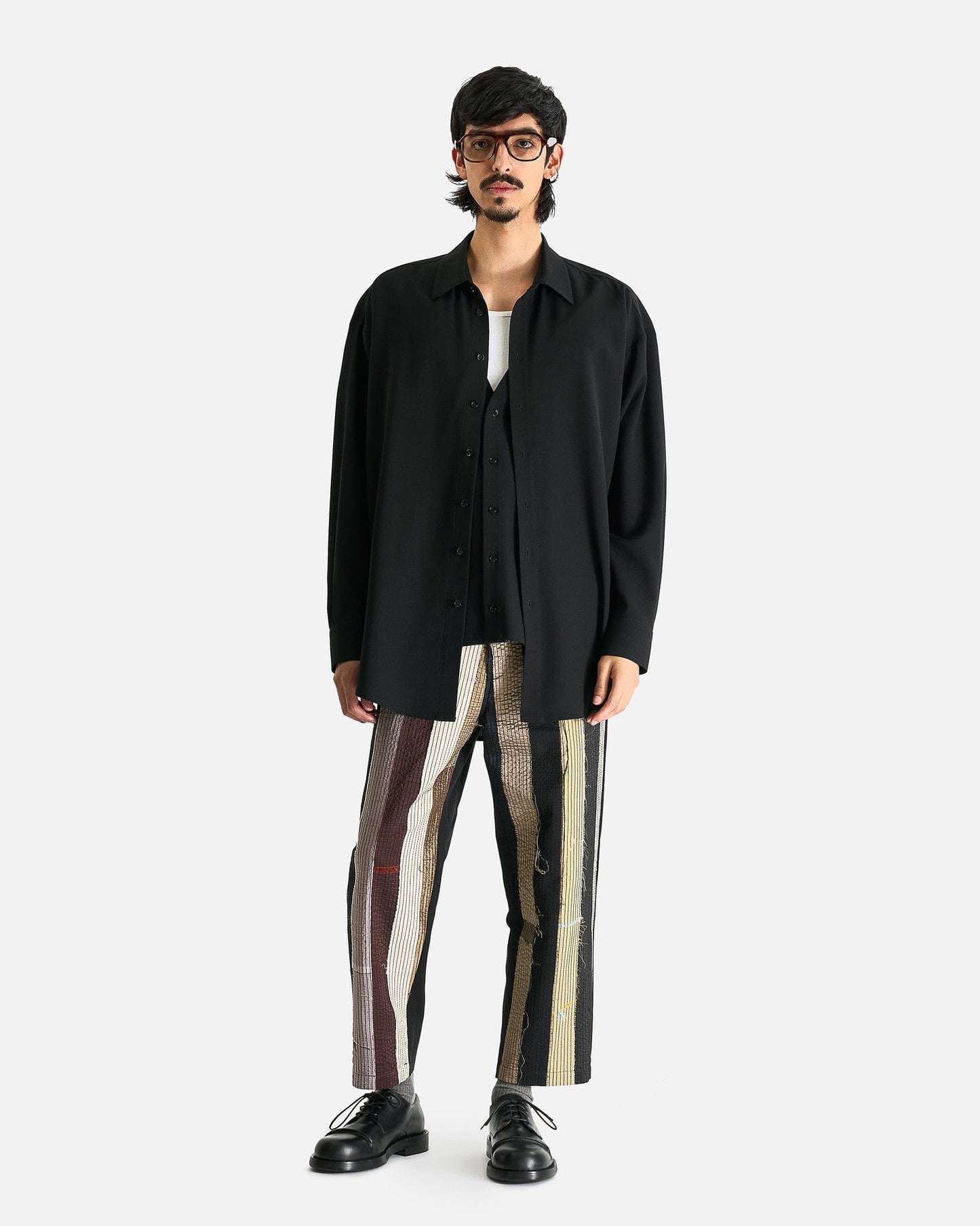 AUBERO Men's Shirts Double Layer Shirt in Black