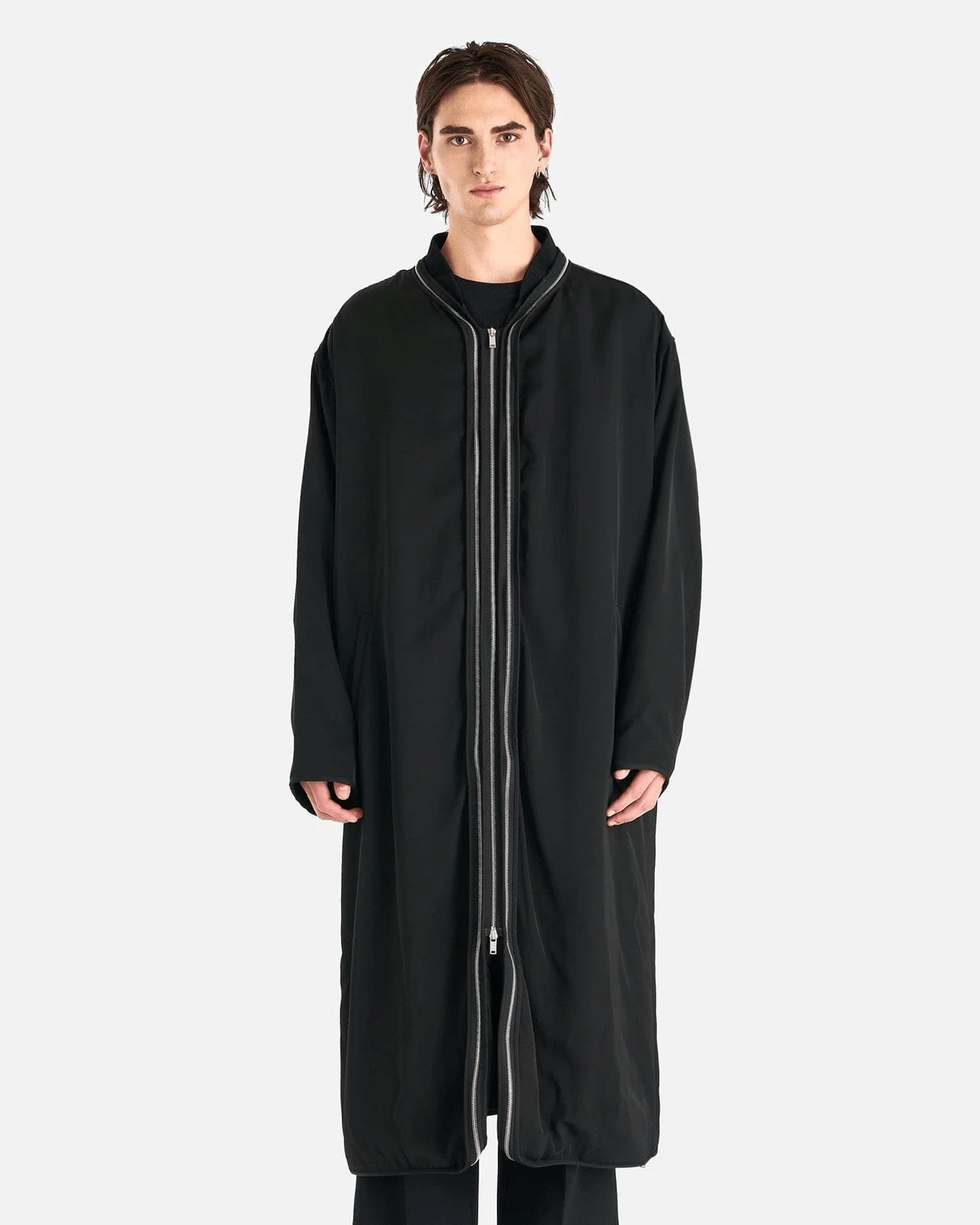 Double Layered Viscose Coat in Black – SVRN