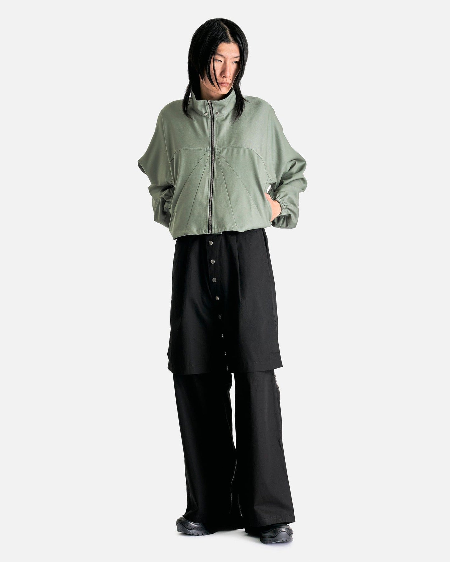 FFFPOSTALSERVICE Men's Pants Double Layered Zip Trousers in Black