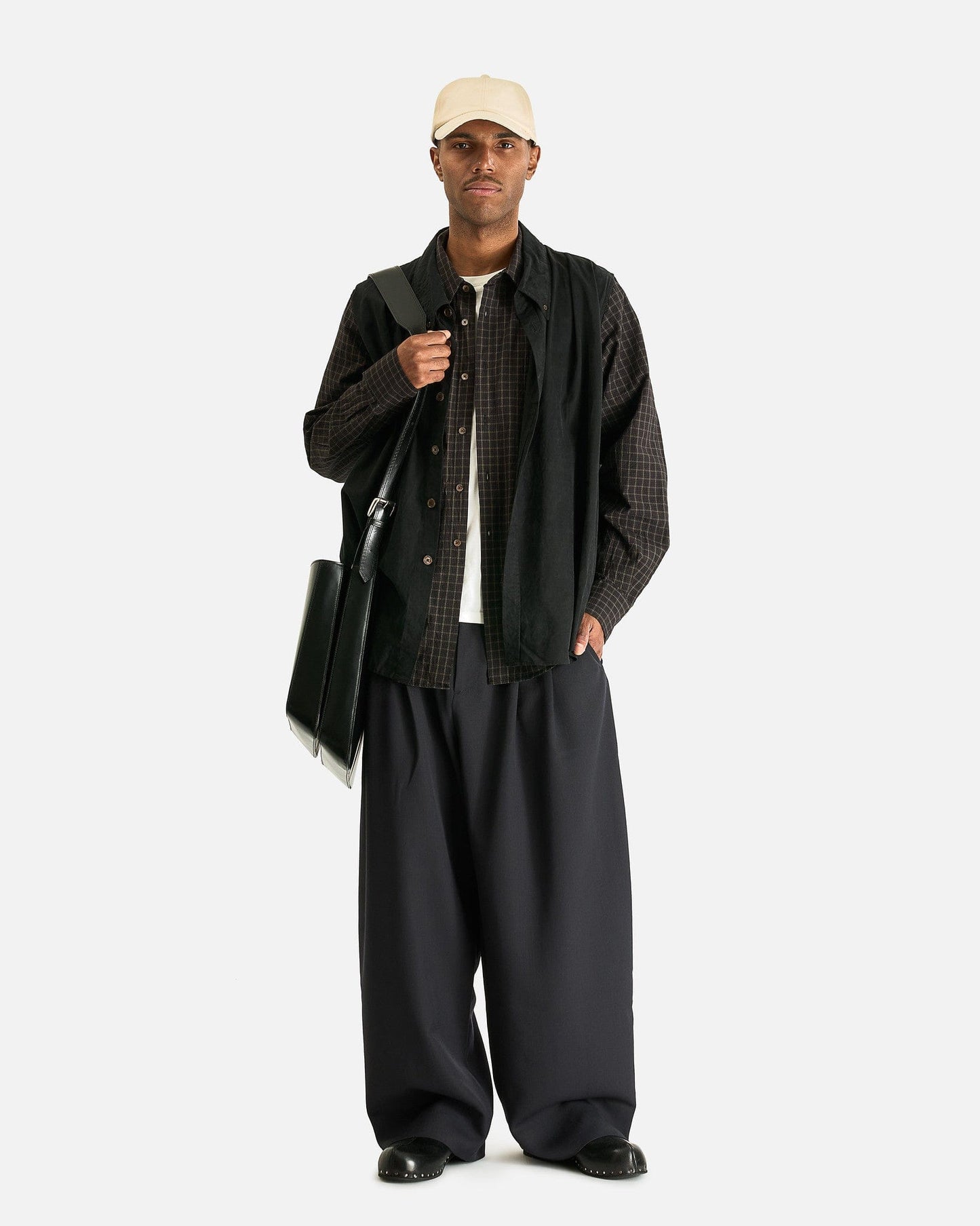 Studio Nicholson Men's Pants Double Pleat Volume Pant in Pewter