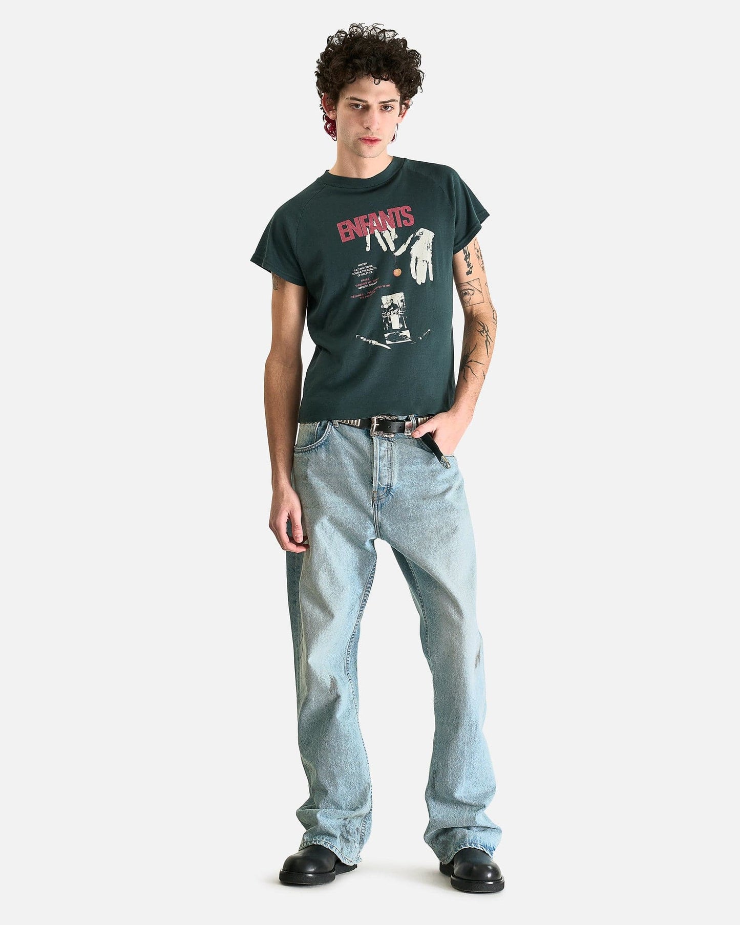 Enfants Riches Deprimes Men's T-Shirts Double the Length of Solstice Raglan T-Shirt in Faded Green