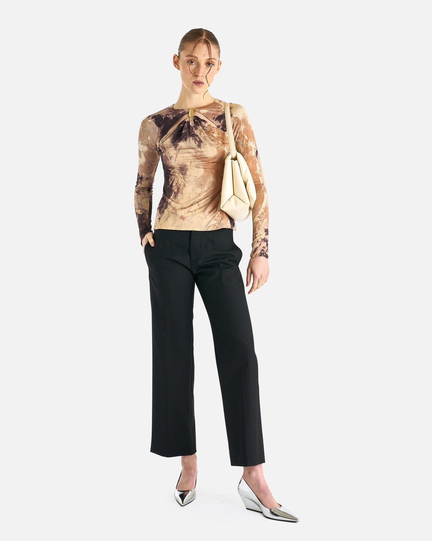MM6 Maison Margiela Women Pants Double Waistband Trousers in Black