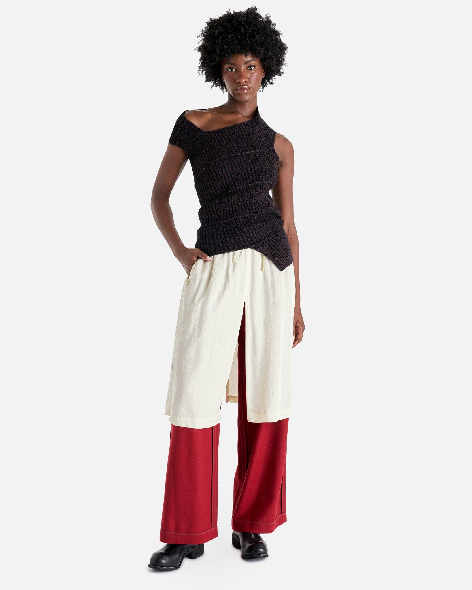 UNDERCOVER Women Pants Drawstring Layered Pants in Red