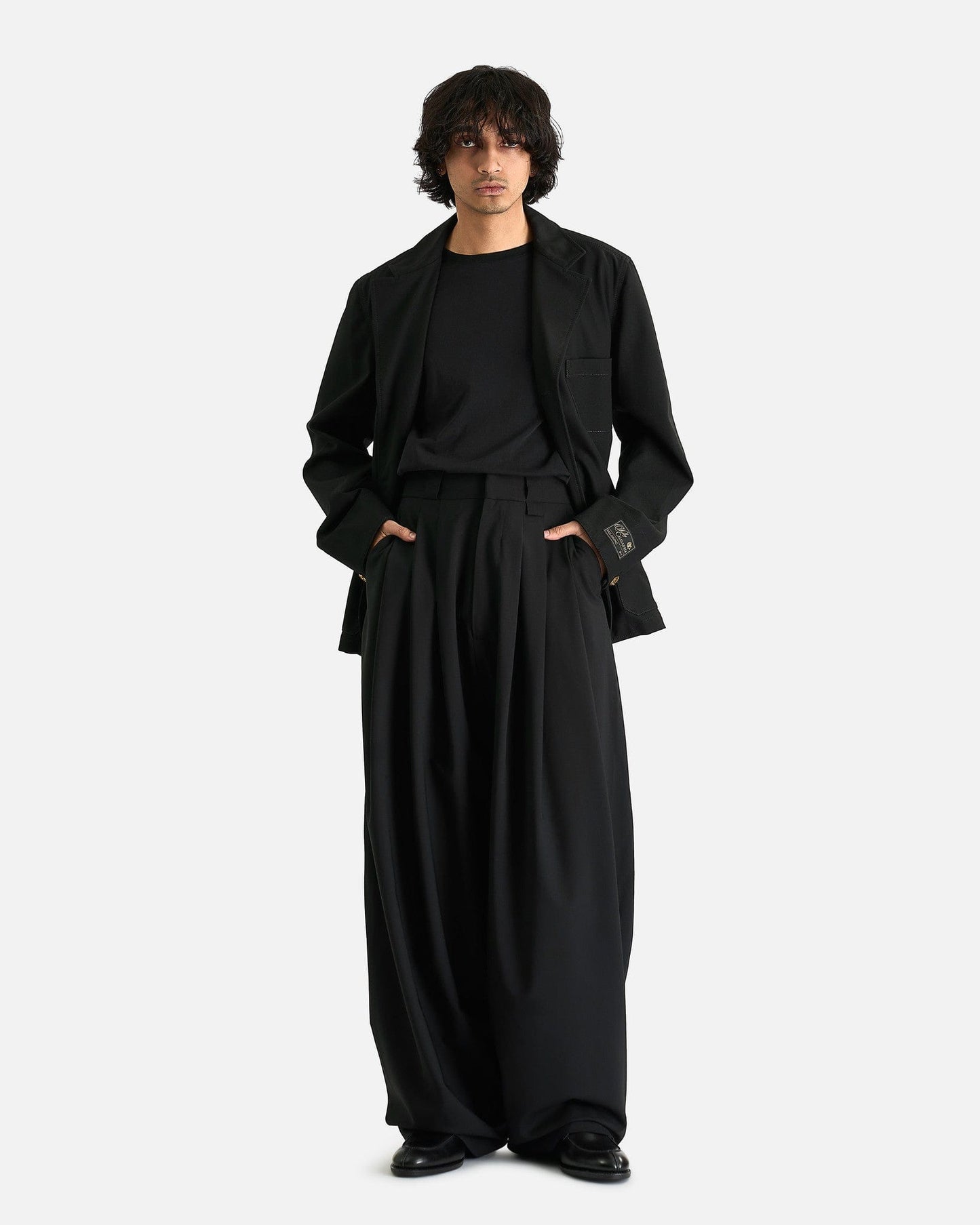 Willy Chavarria Men's Pants Drawstring Wool Cascada in Black