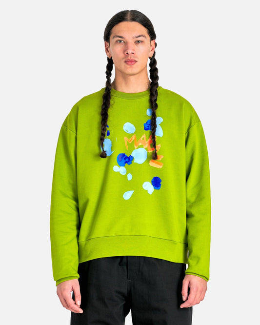 Marni Men's Sweatshirts Dripping Flower Loopback Sweatshirt in Kiwi