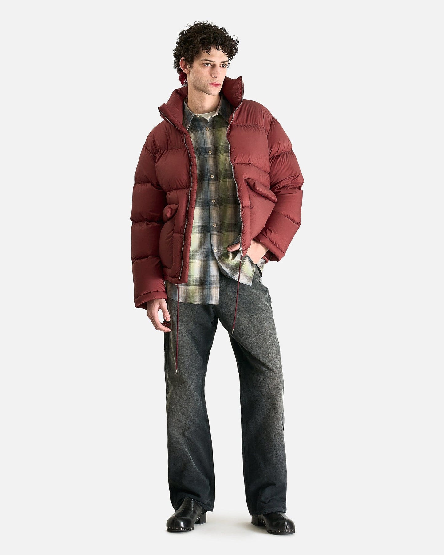 Auralee Men's Pants Dyed Organic Cotton Duck Painter Pants in Faded Black