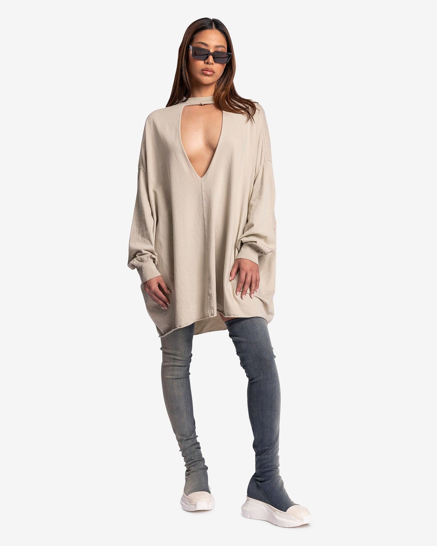Rick Owens DRKSHDW Women Tops Eclipse Tunic in Pearl