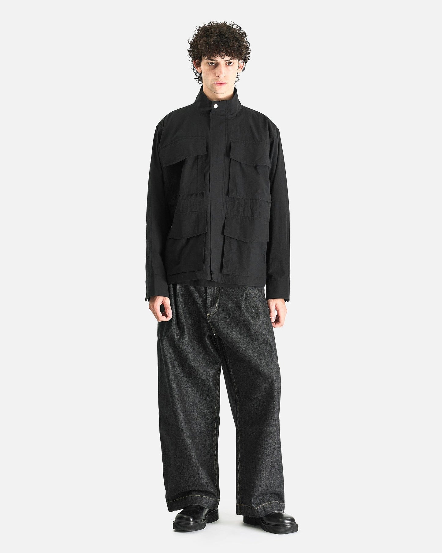 Studio Nicholson Men's Jackets Elasticated Waist Jacket in Washed Black