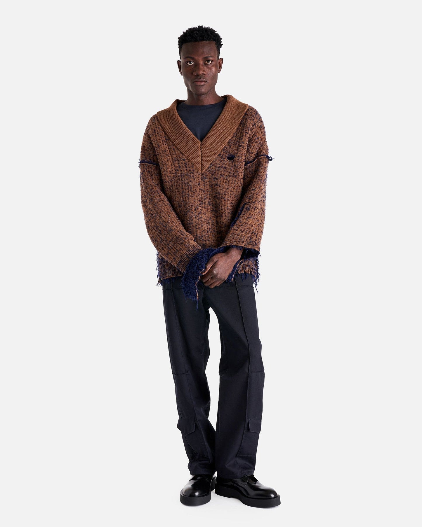 NAMACHEKO Men Sweaters S Elmet V-Neck in Chestnut Brown