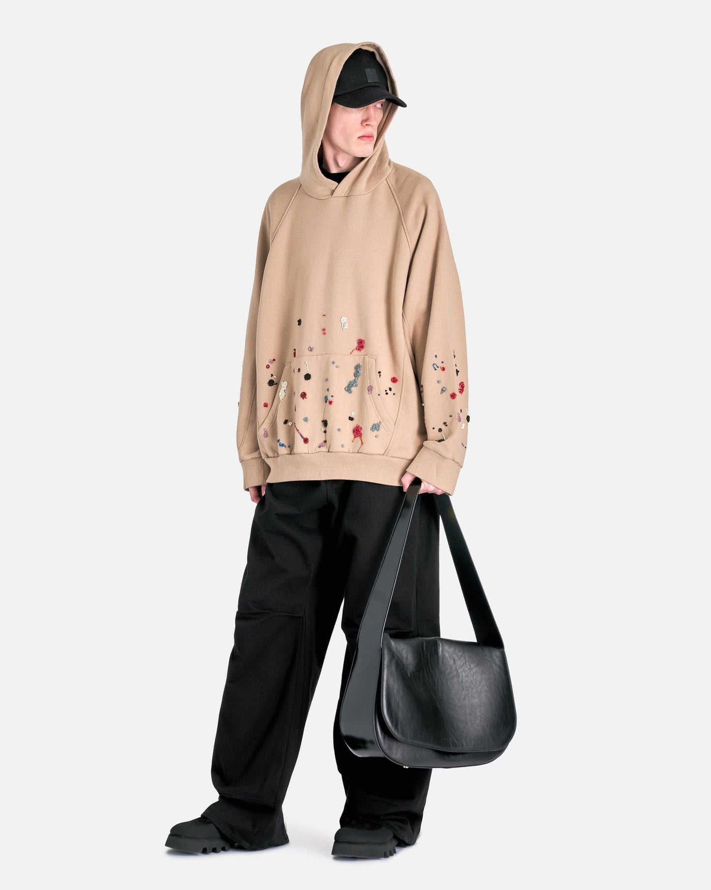 UNDERCOVER Men's Sweater Embroidered Splatter Hoodie in Beige
