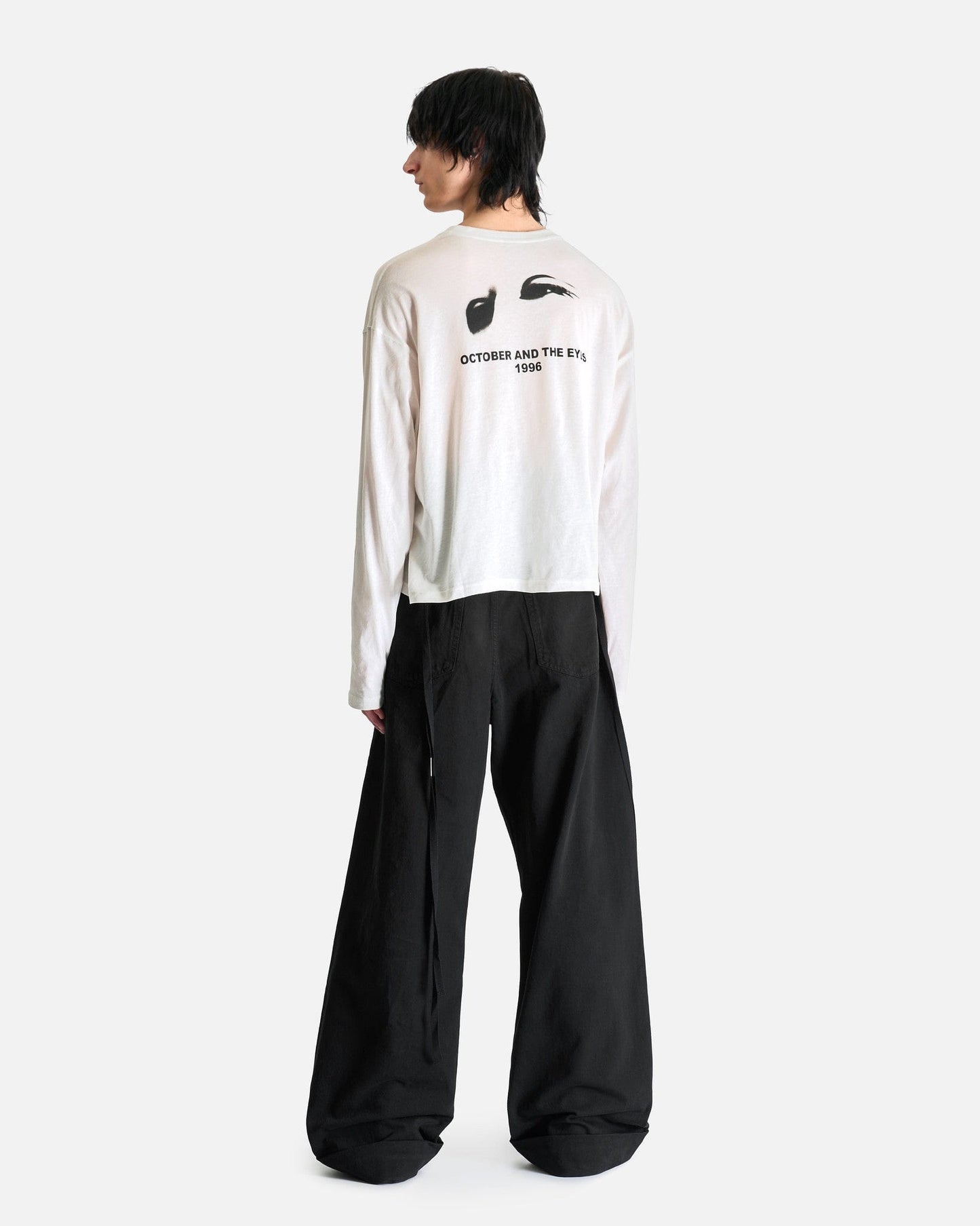 Ann Demeulemeester Men's T-Shirts Emil T-Shirt "October and the Eyes" in Ivory/Black