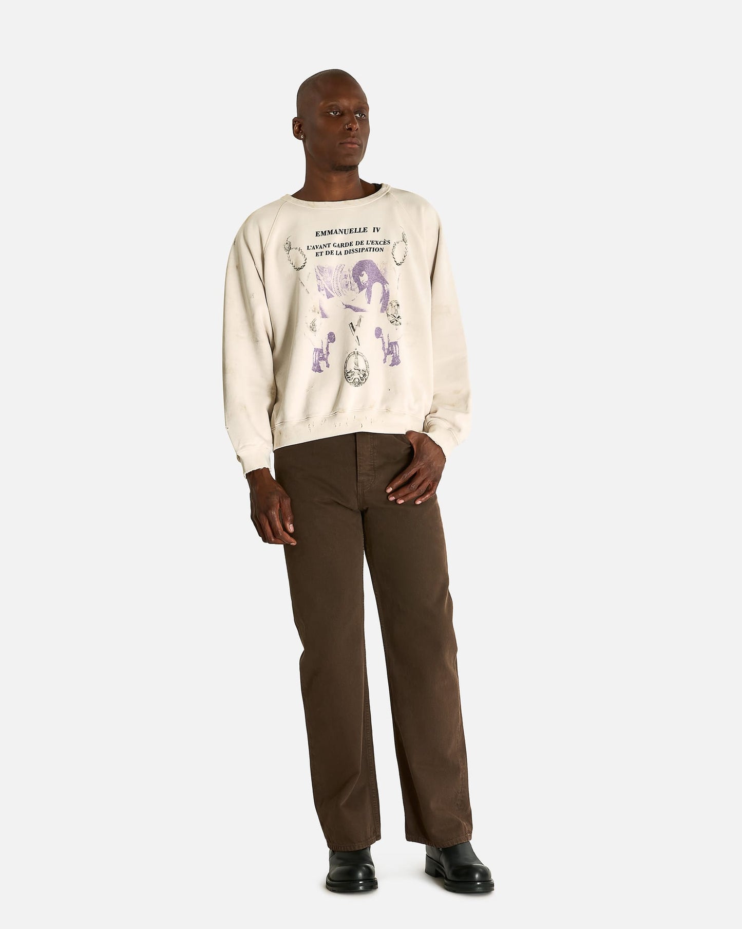 Enfants Riches Deprimes Men's Sweatshirts Emmanuelle IV Raglan Crewneck in Dirty White