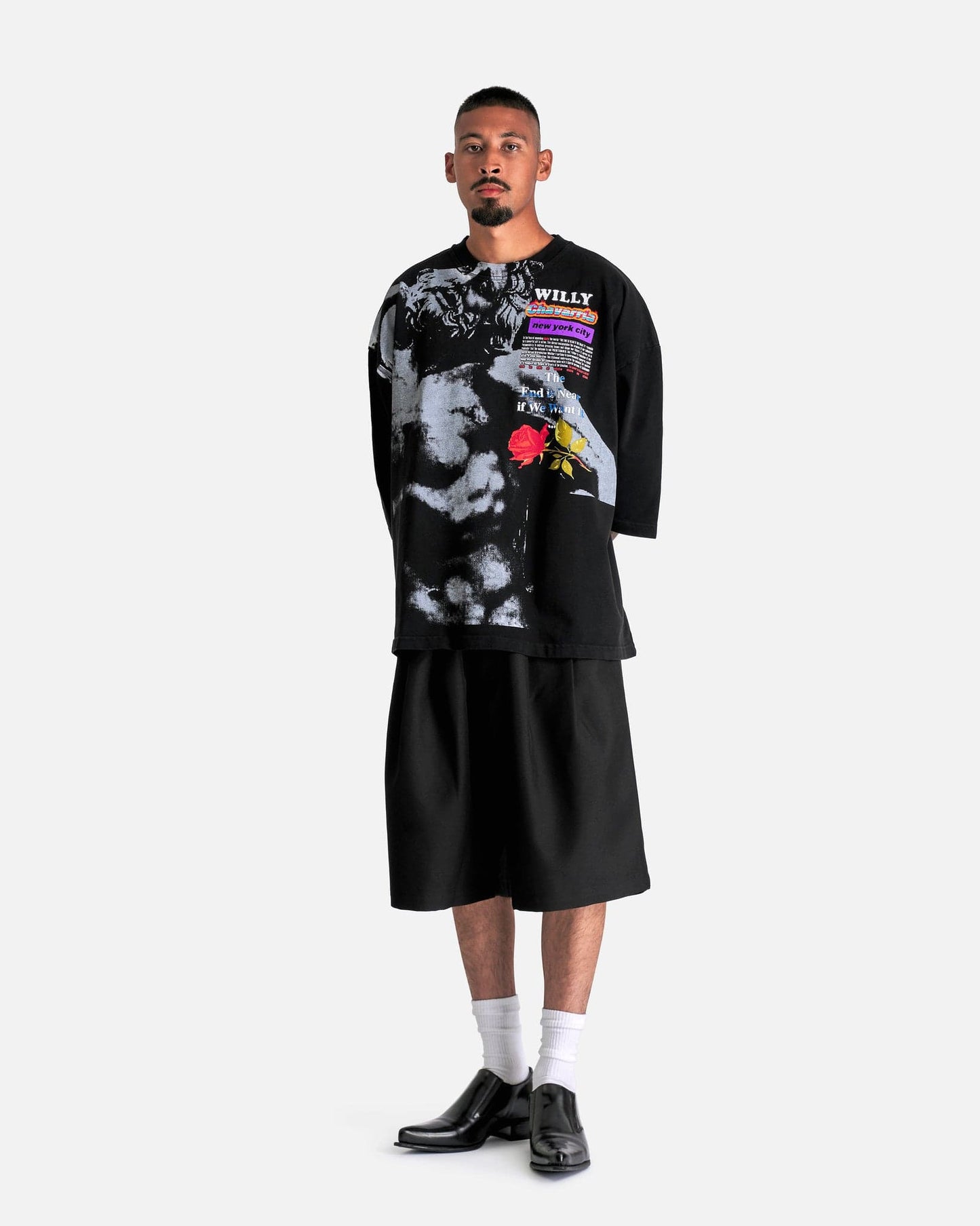 Willy Chavarria Men's T-Shirts "End Is Near" S/S Buffalo Tee in Black