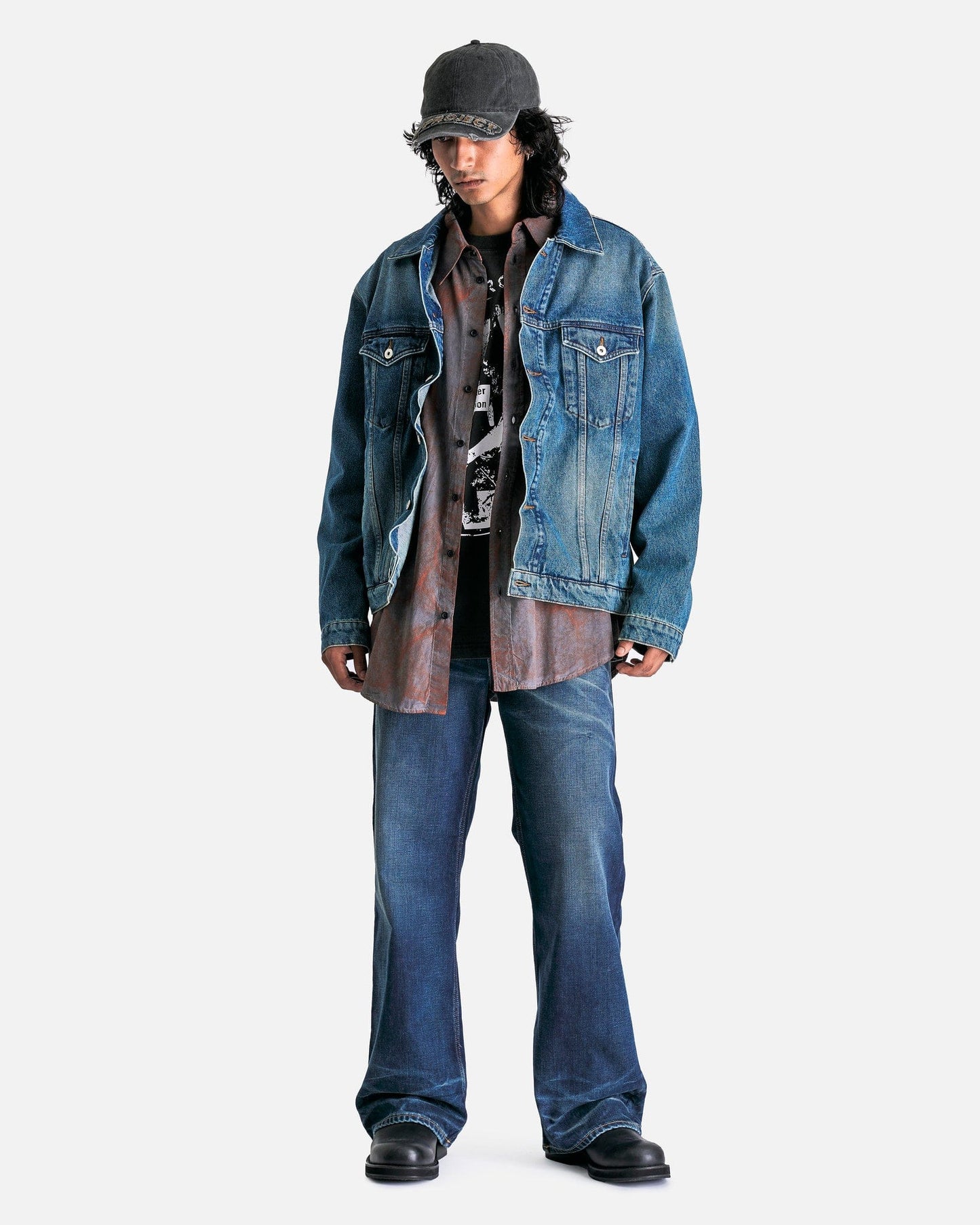 Y/Project Men's Jackets Evergreen Wire Denim Jacket in Vintage Blue