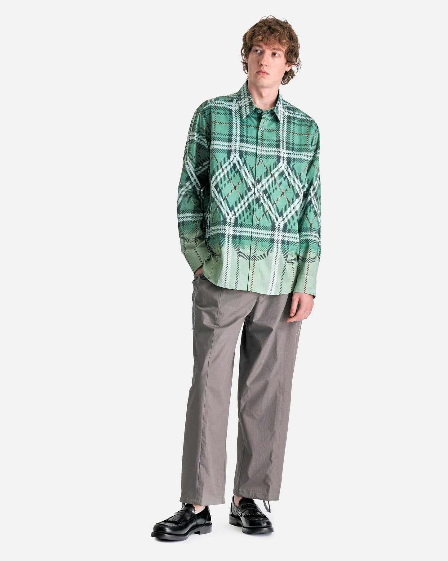 Craig Green Men's Shirts Fade Shirt in Green Plaid