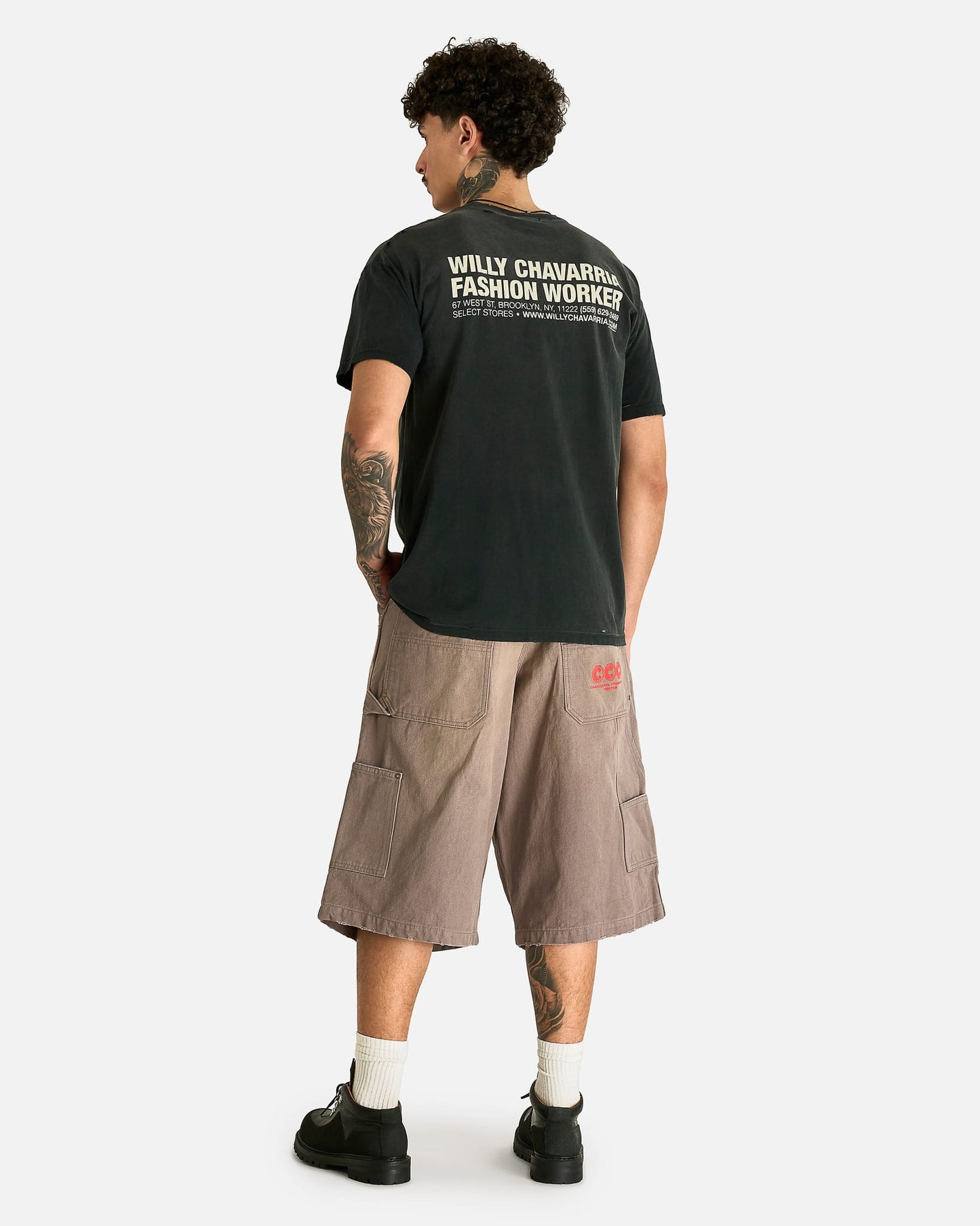 Willy Chavarria Men's T-shirts Fashion Worker Easy Tee in Black