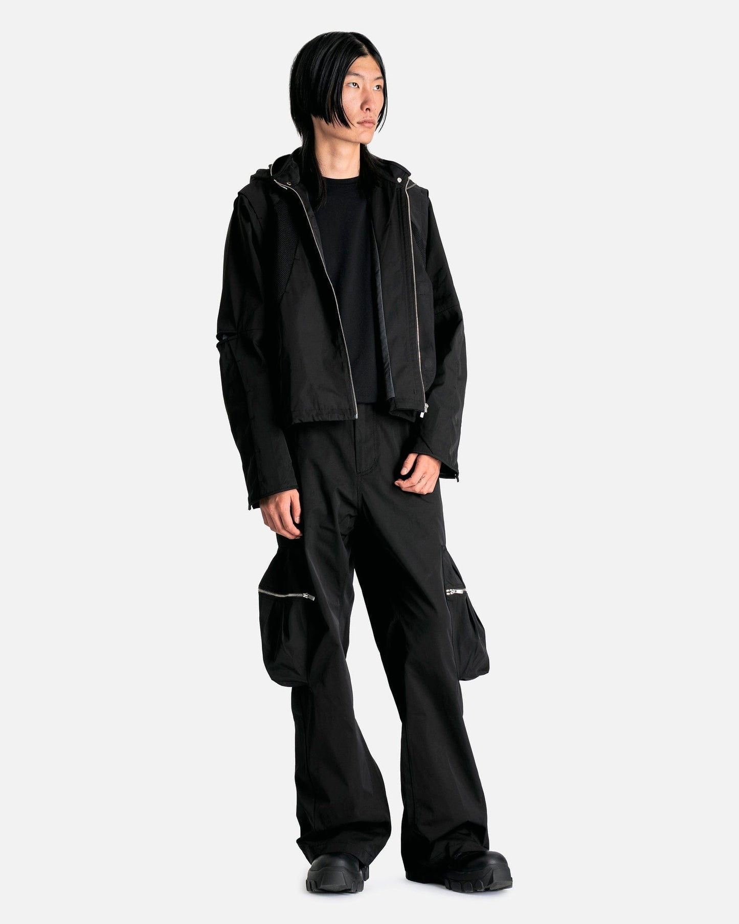 FFFPOSTALSERVICE Men's Pants Flare Cargos V4 in Black