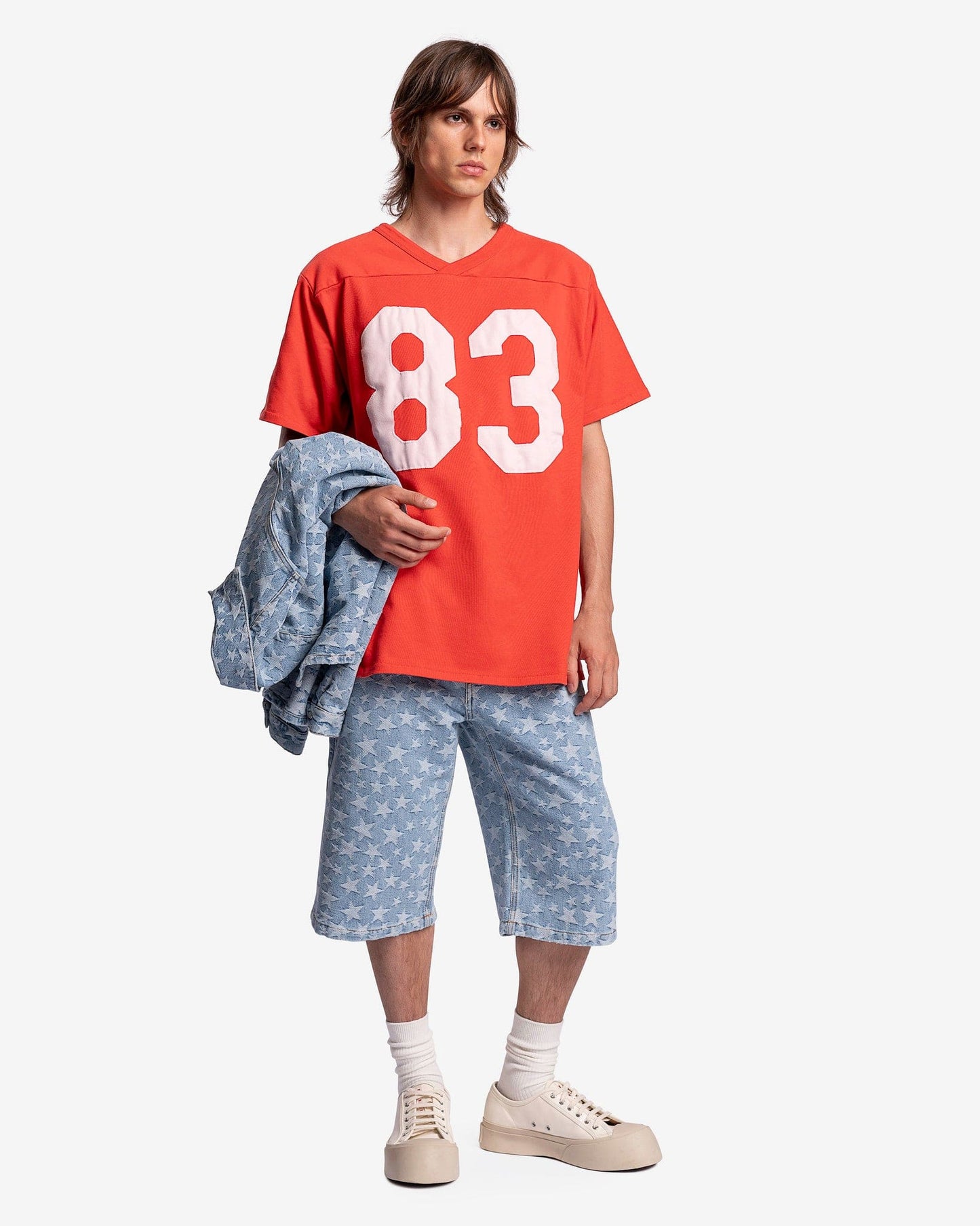 ERL Men's Shirts Football Knit Shirt in Red