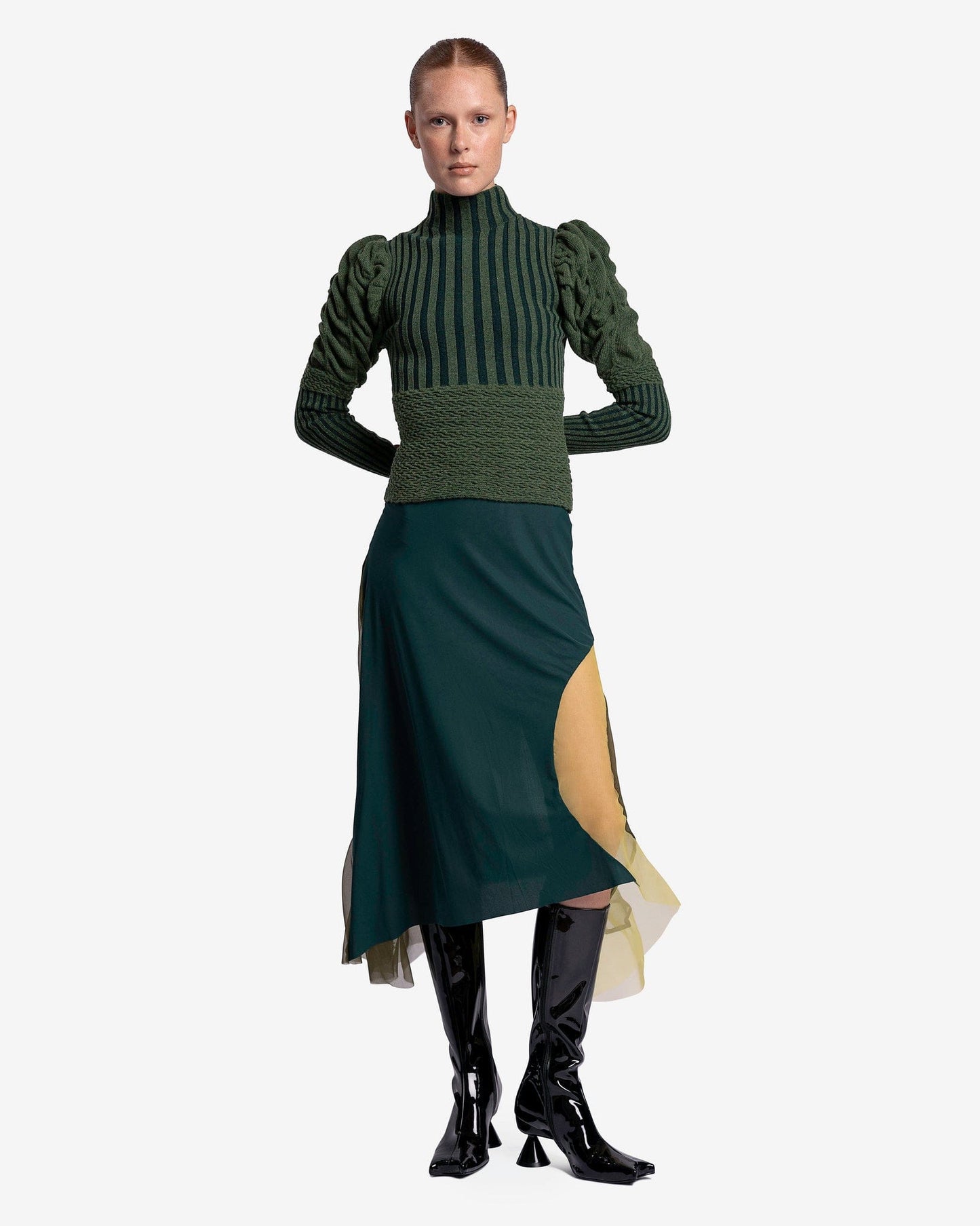 Paula Canovas Del Vas Women Tops Frosting Knit Top in Grass Green/Forest Green