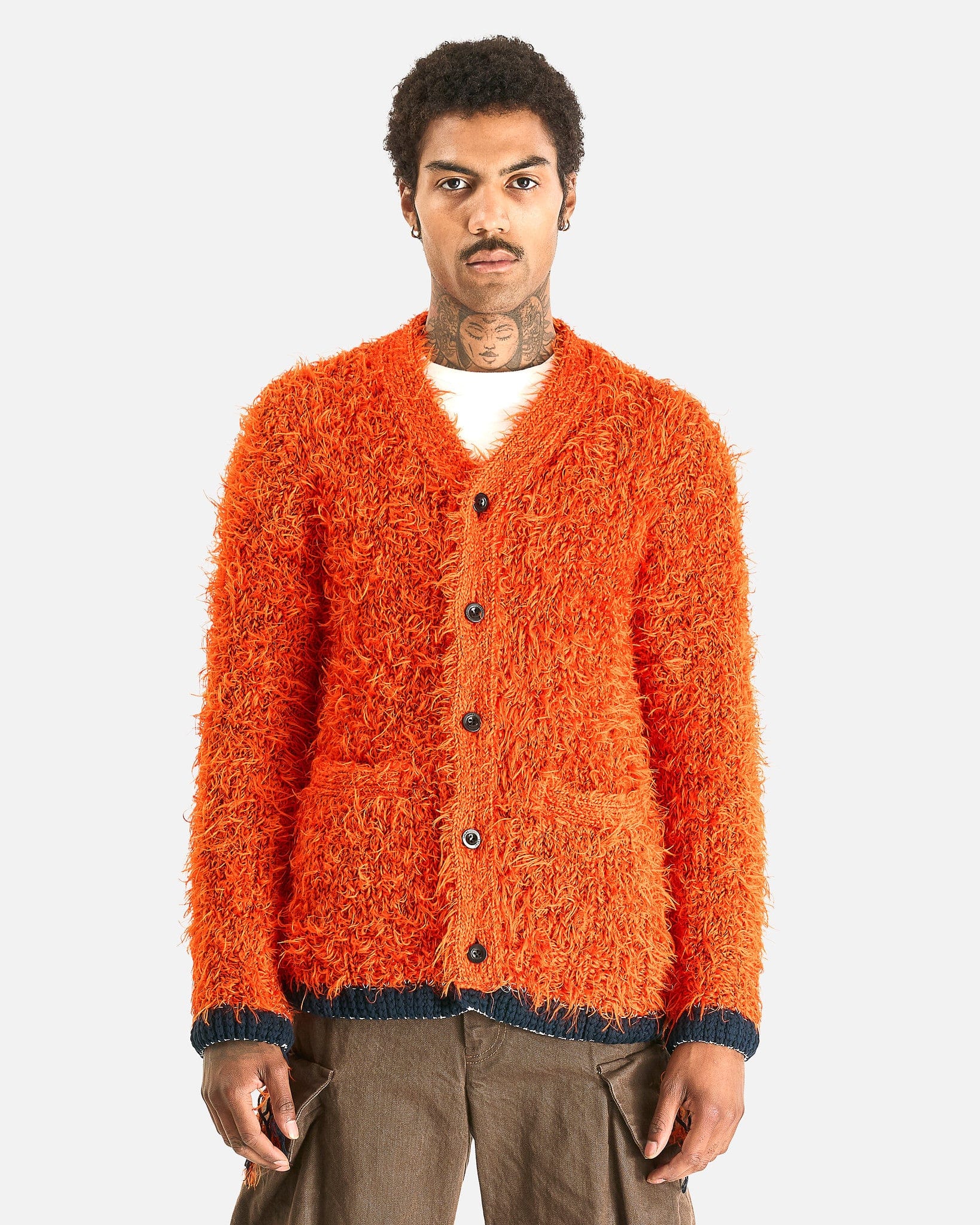 Furry Knit Cardigan in Orange – SVRN
