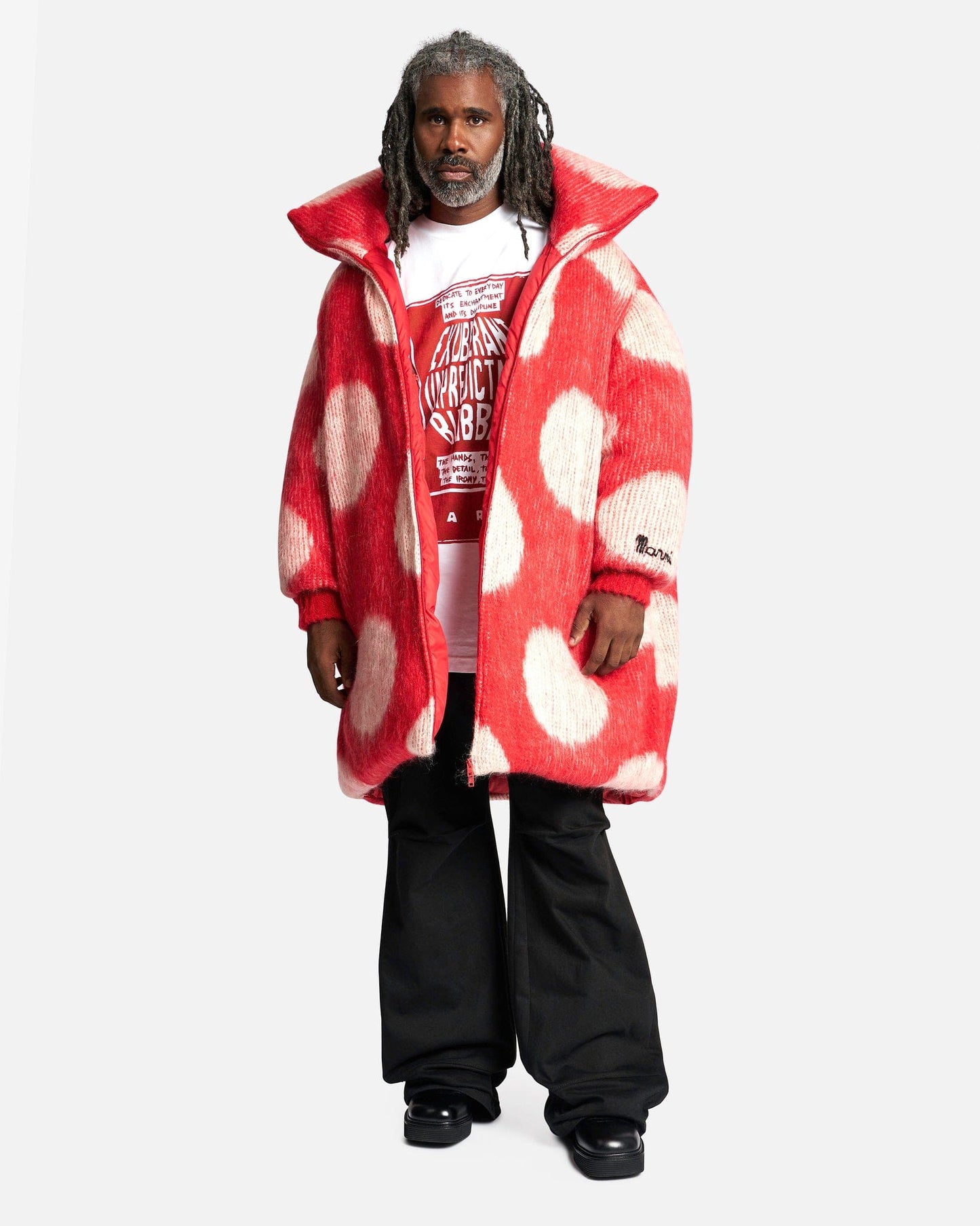 Marni Men's Jackets Fuzzy Wuzzy Brushed Dot Padded Jacket in Tulip