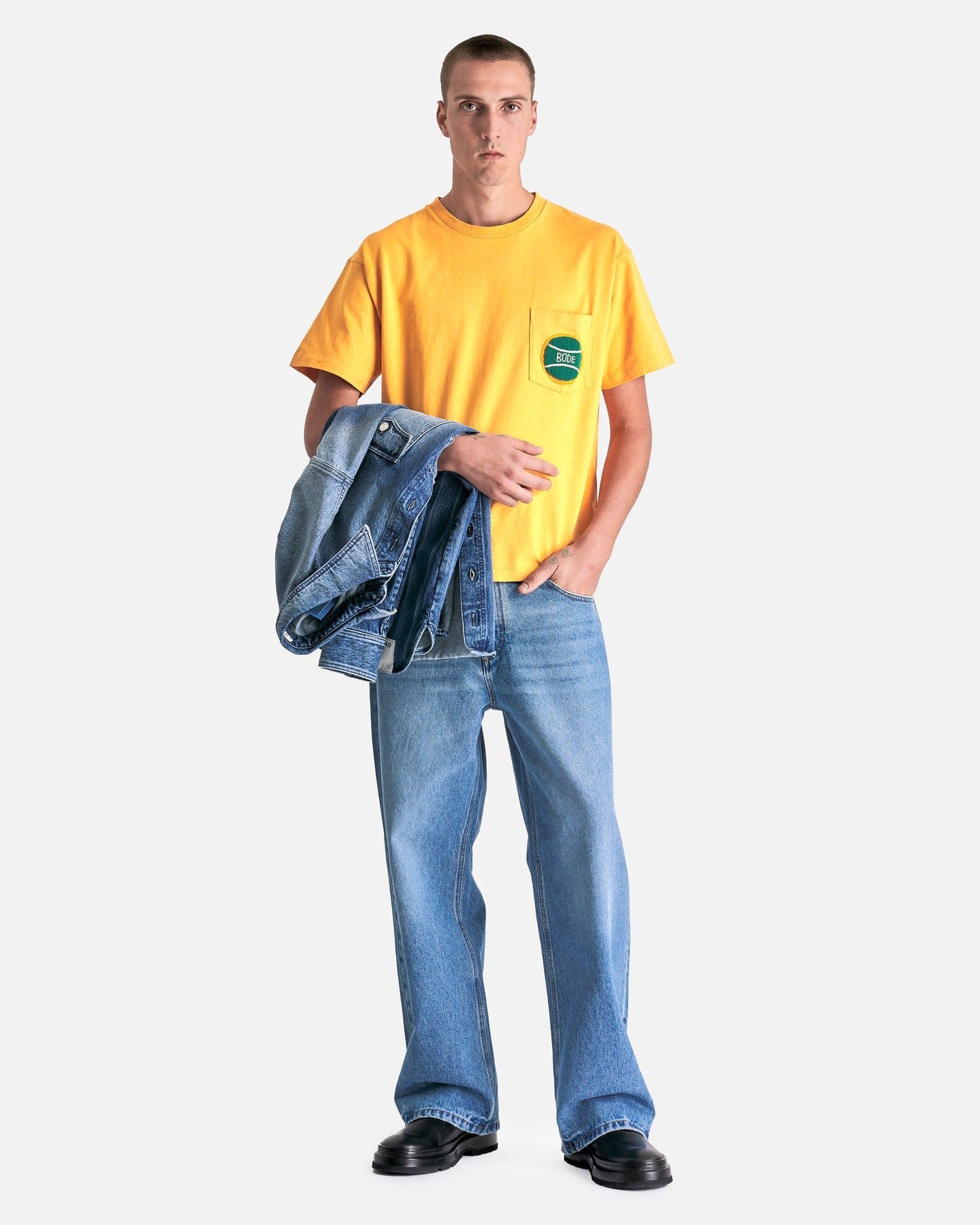 Bode Men's Shirts Game Point Pocket Tee in Gold