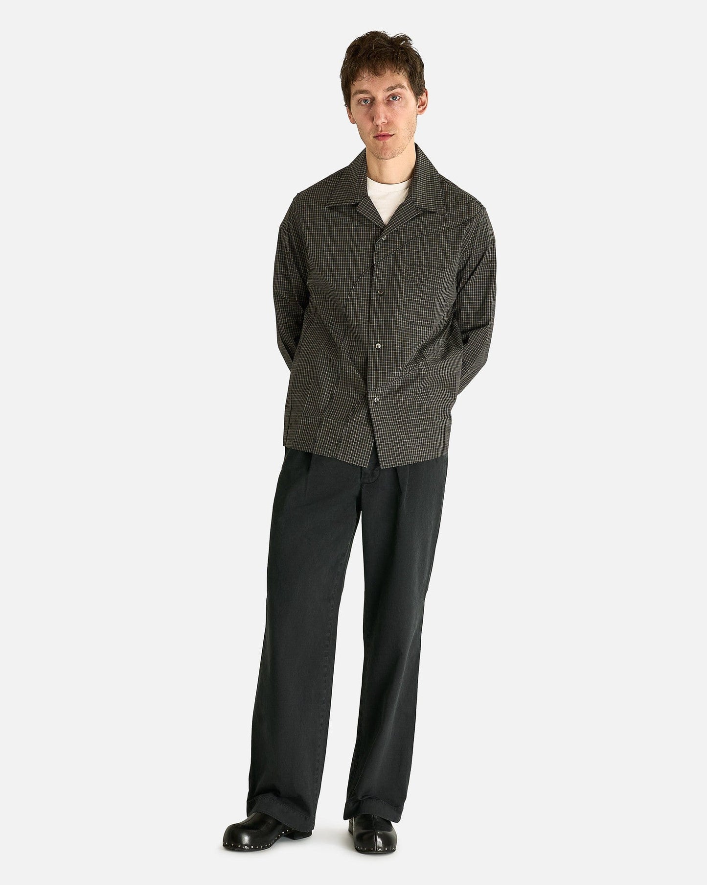 Auralee Men's Pants Garment-Dyed Finx One-Tuck Wide Pant in Black