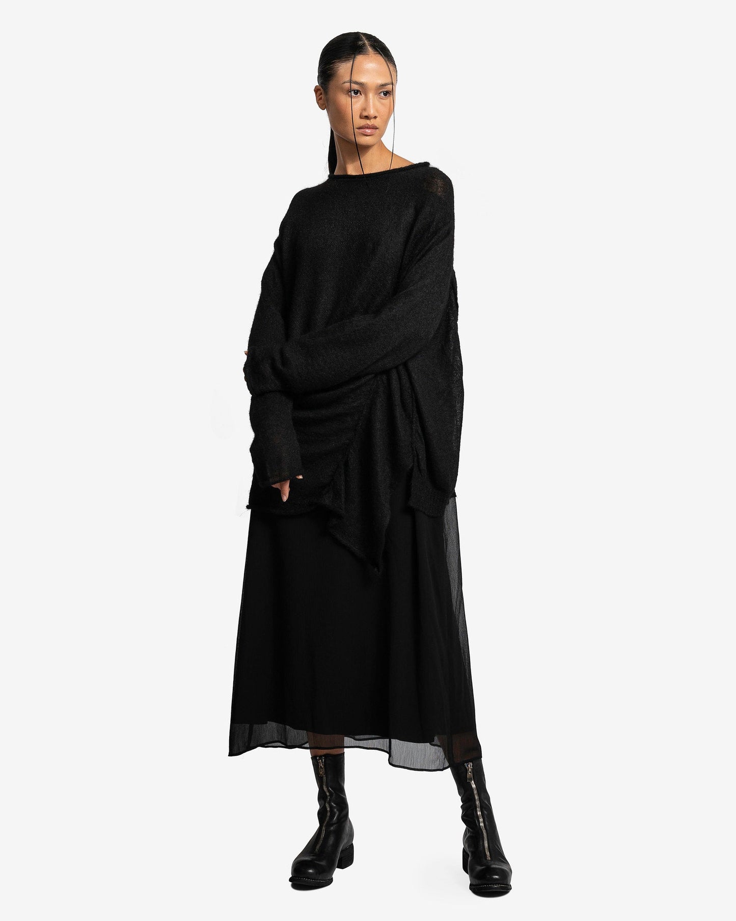 Y's by Yohji Yamamoto Women Tops Gathered C/N Po Top in Black
