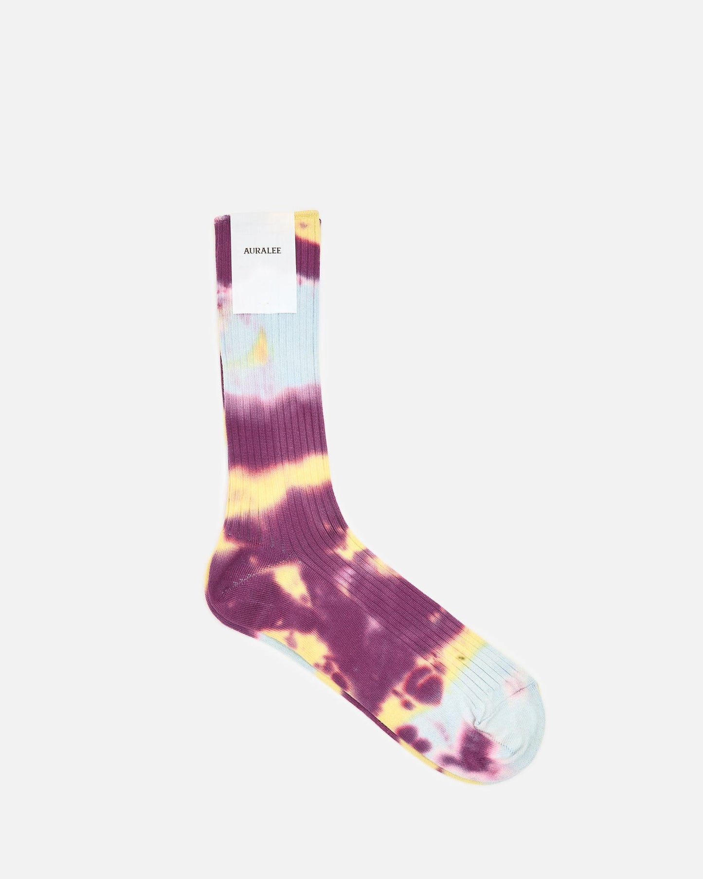 Auralee Men's Socks OS Giza High Gauge Tie-Dye Socks in Light Blue/Purple