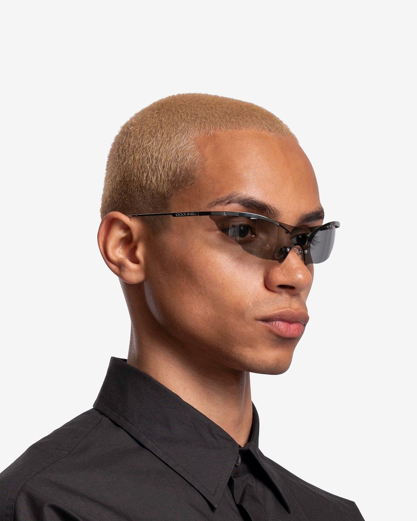 Goomheo Eyewear GOOMISWATCHINGYOU Sunglasses in Gun Metal Frame/Black Lenses