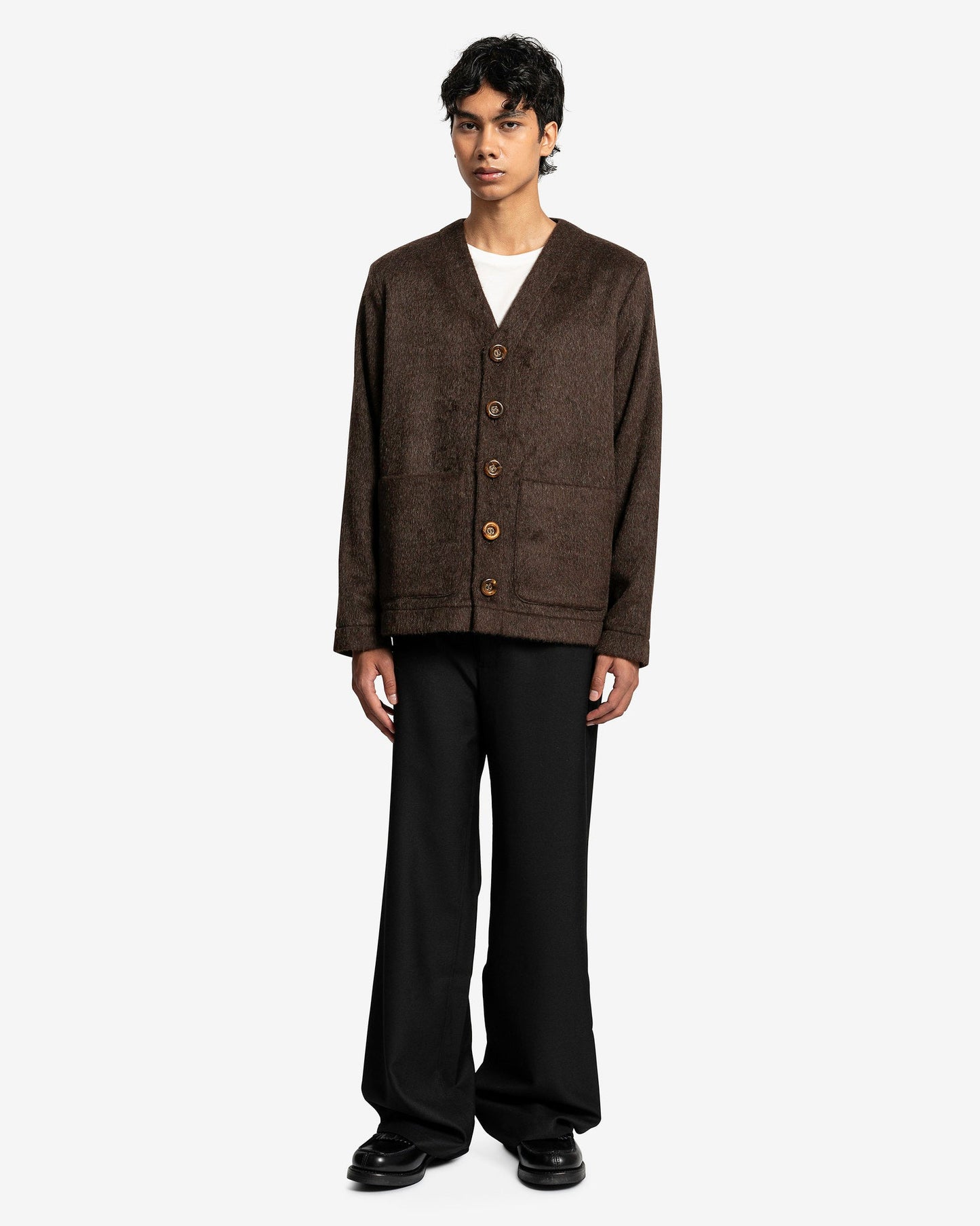 Séfr Men's Sweatshirts Gote Cardigan in Brown Mohair