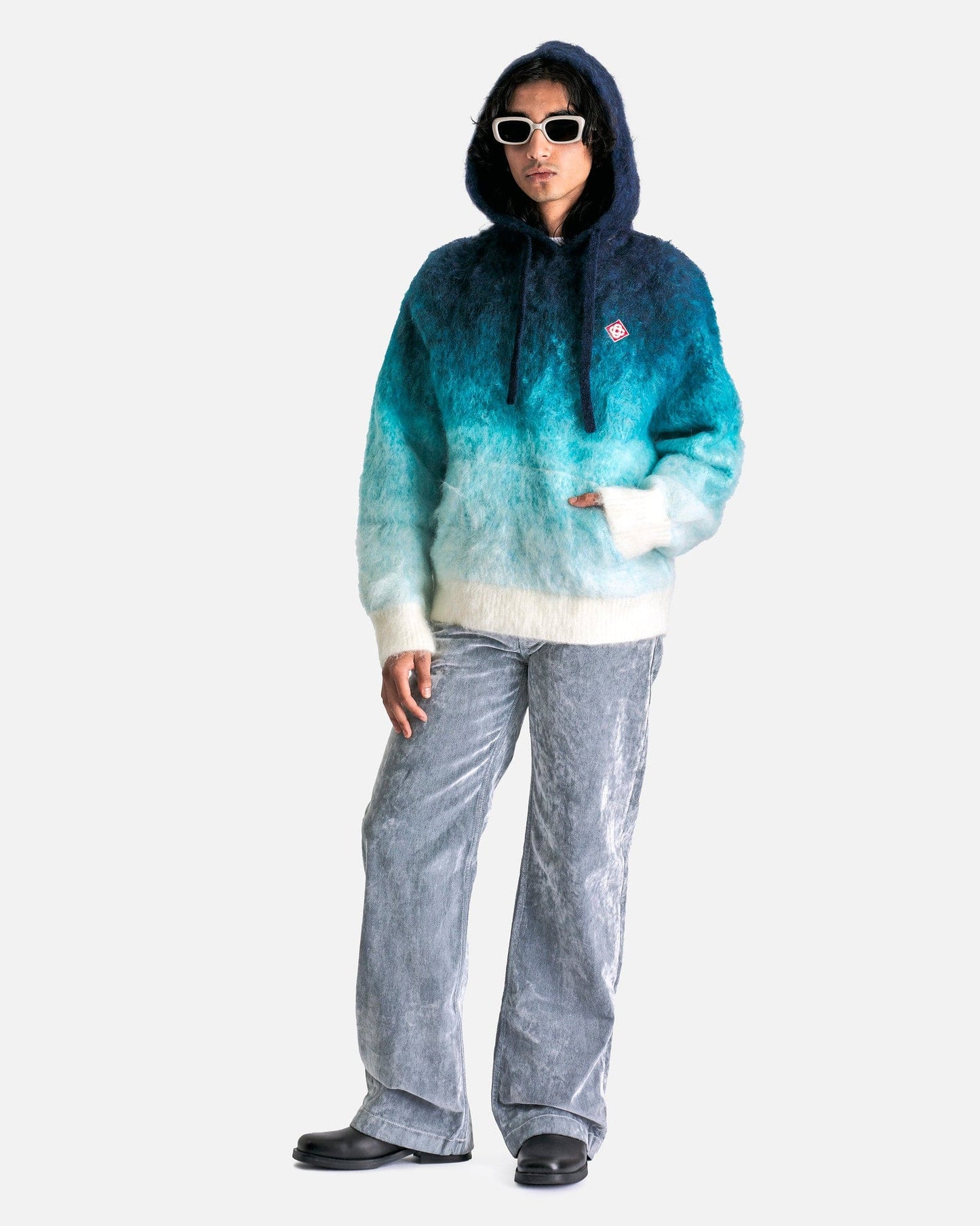 Casablanca Men's Sweatshirts Gradient Mohair Hoodie in Midnight Gradient