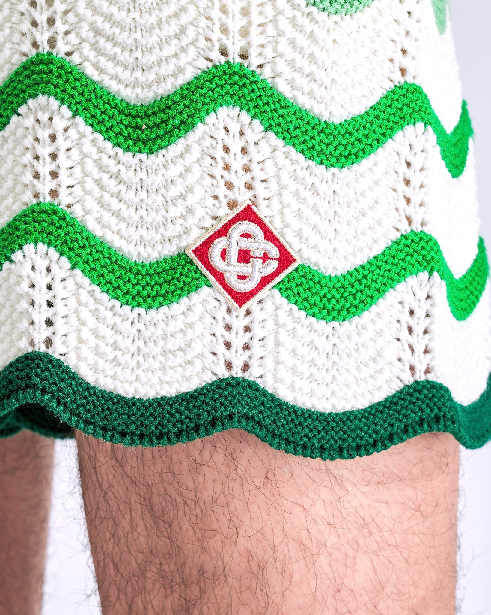 Casablanca Men's Shorts Gradient Wave Texture Shorts in Green/White