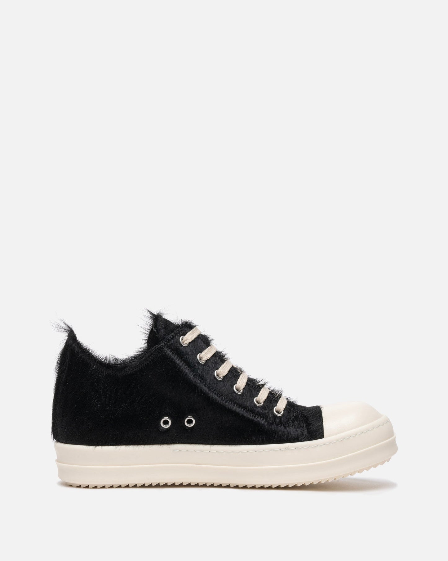 Rick Owens Men's Sneakers Hairy Low Ramones in Black/Milk