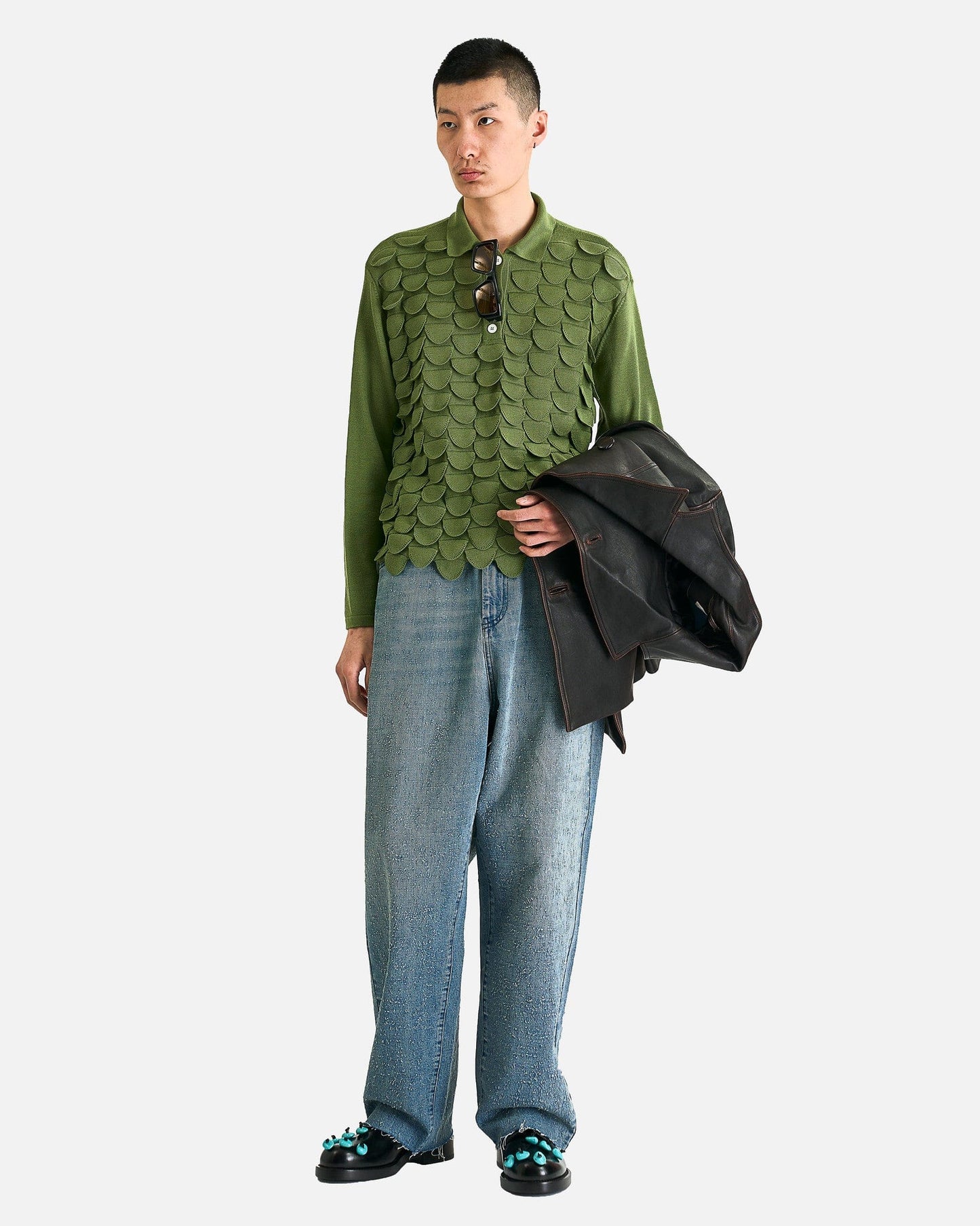 NAMACHEKO Men's Jeans Hand Pilled Regular Jeans in Light Blue