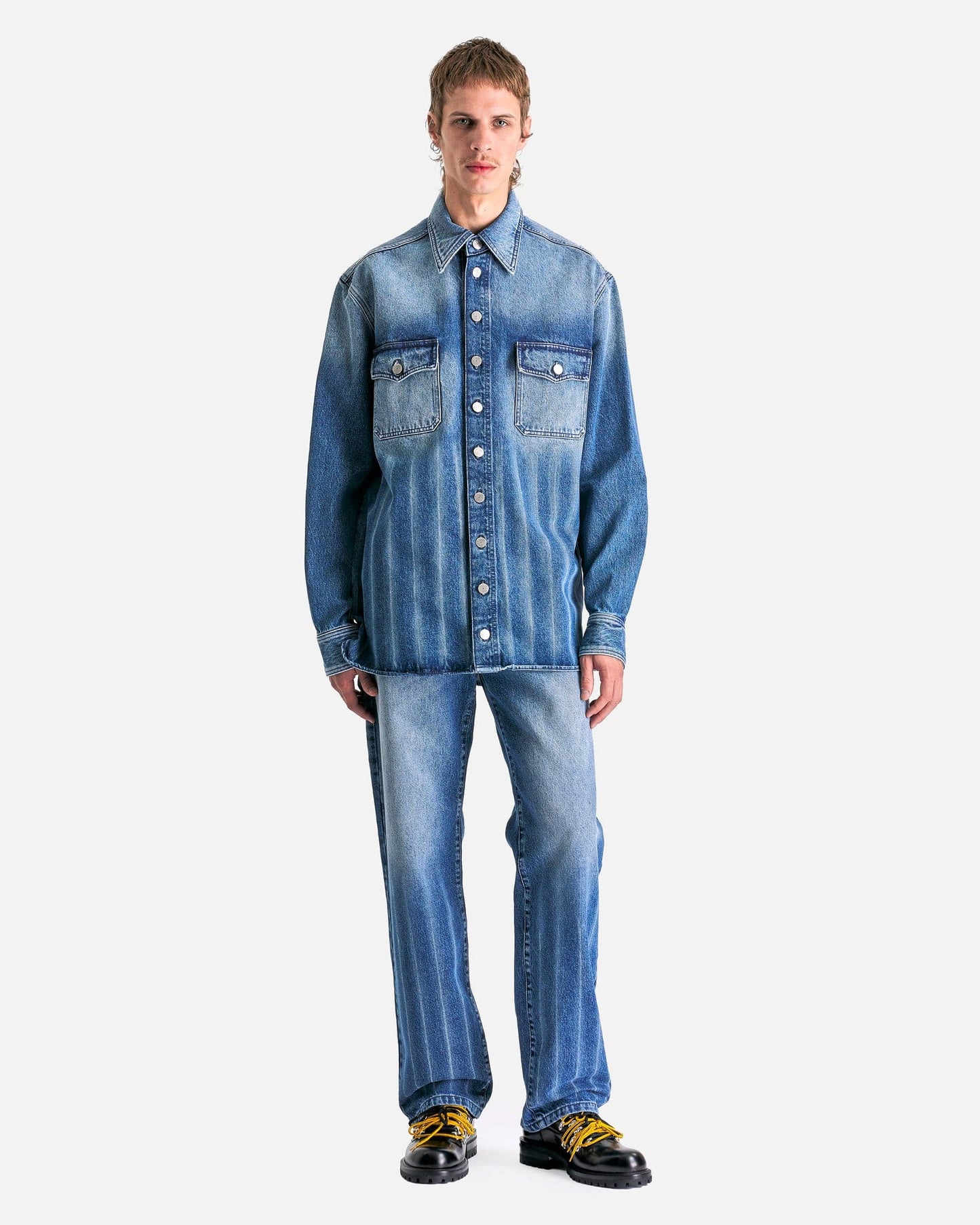 NAMACHEKO Men's Shirts Hank Denim Shirt in Washed Blue