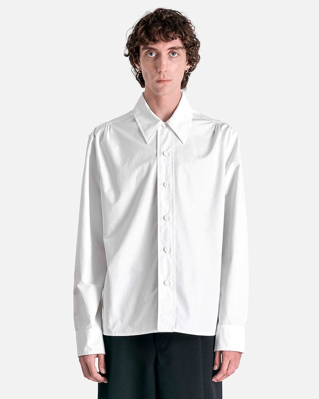 Heavy Organic Cotton Poplin Long Sleeve Shirt in White SVRN Heavy Organic Cotton Poplin Long Sleeve Shirt in White SVRN