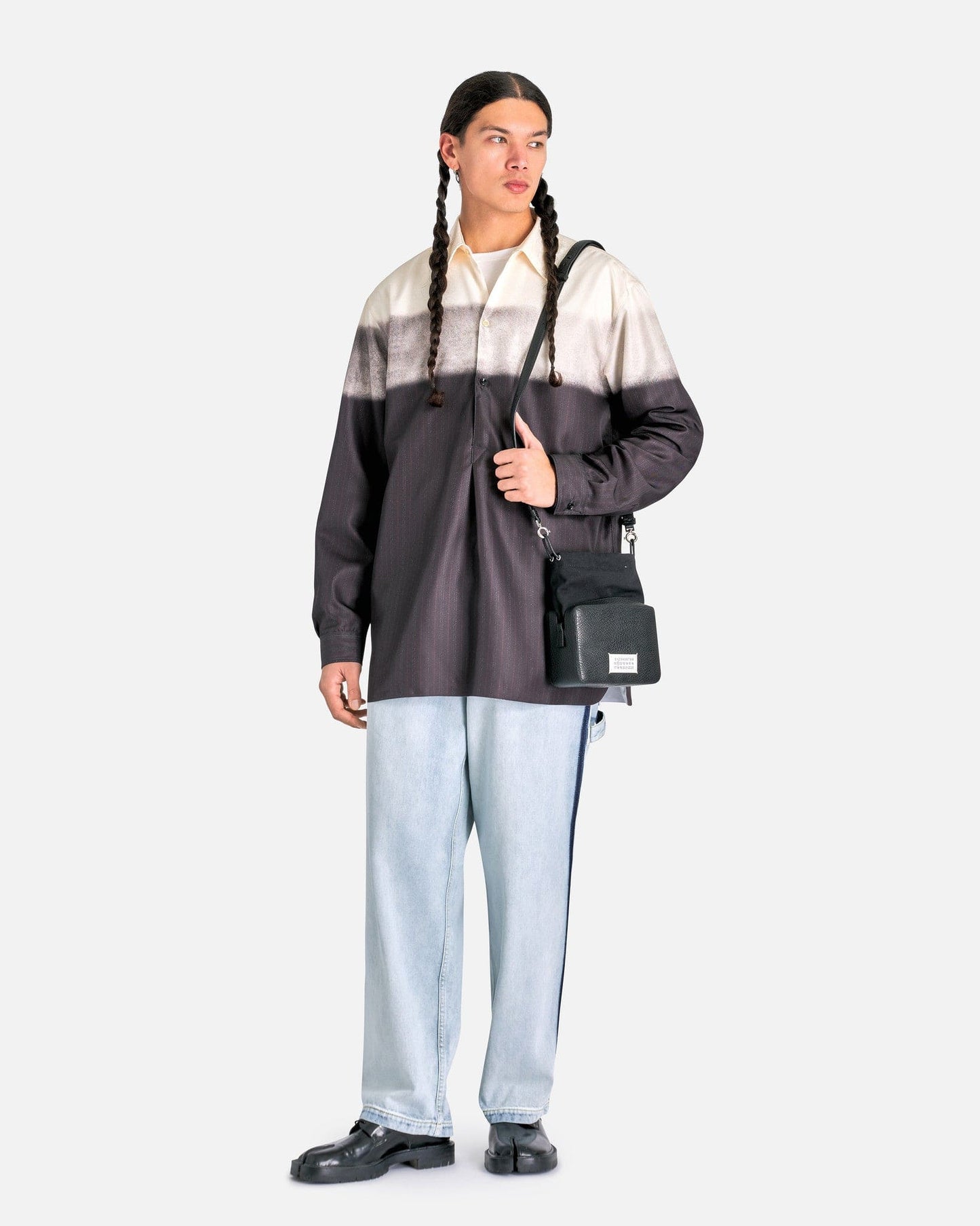 Maison Margiela Men's Shirts Heavy Twill Long-Sleeved Shirt in Pinstripes