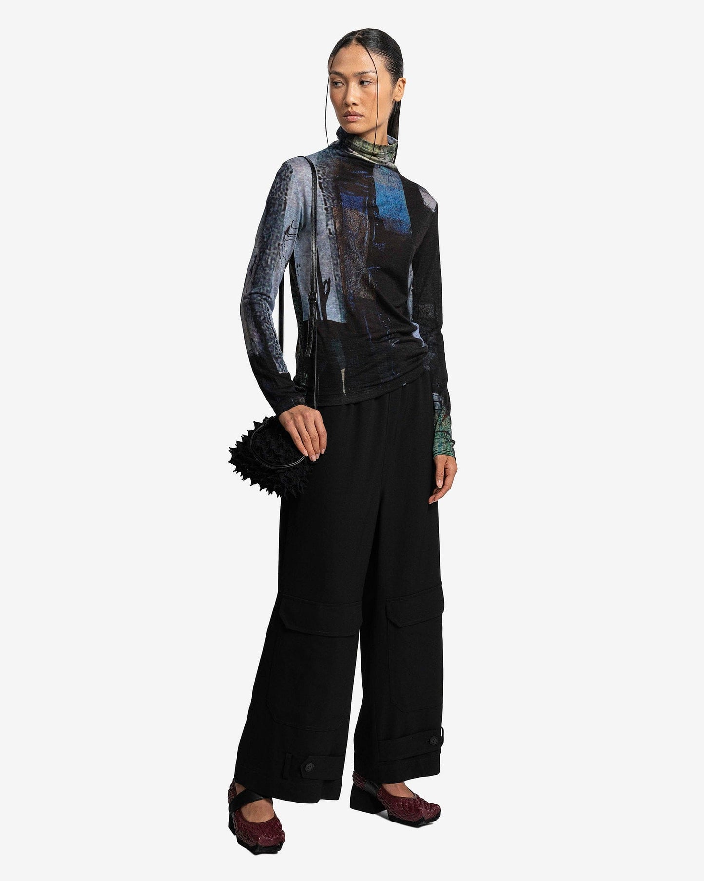 Y's by Yohji Yamamoto HN Long Sleeve T-Shirt in Light Blue 2