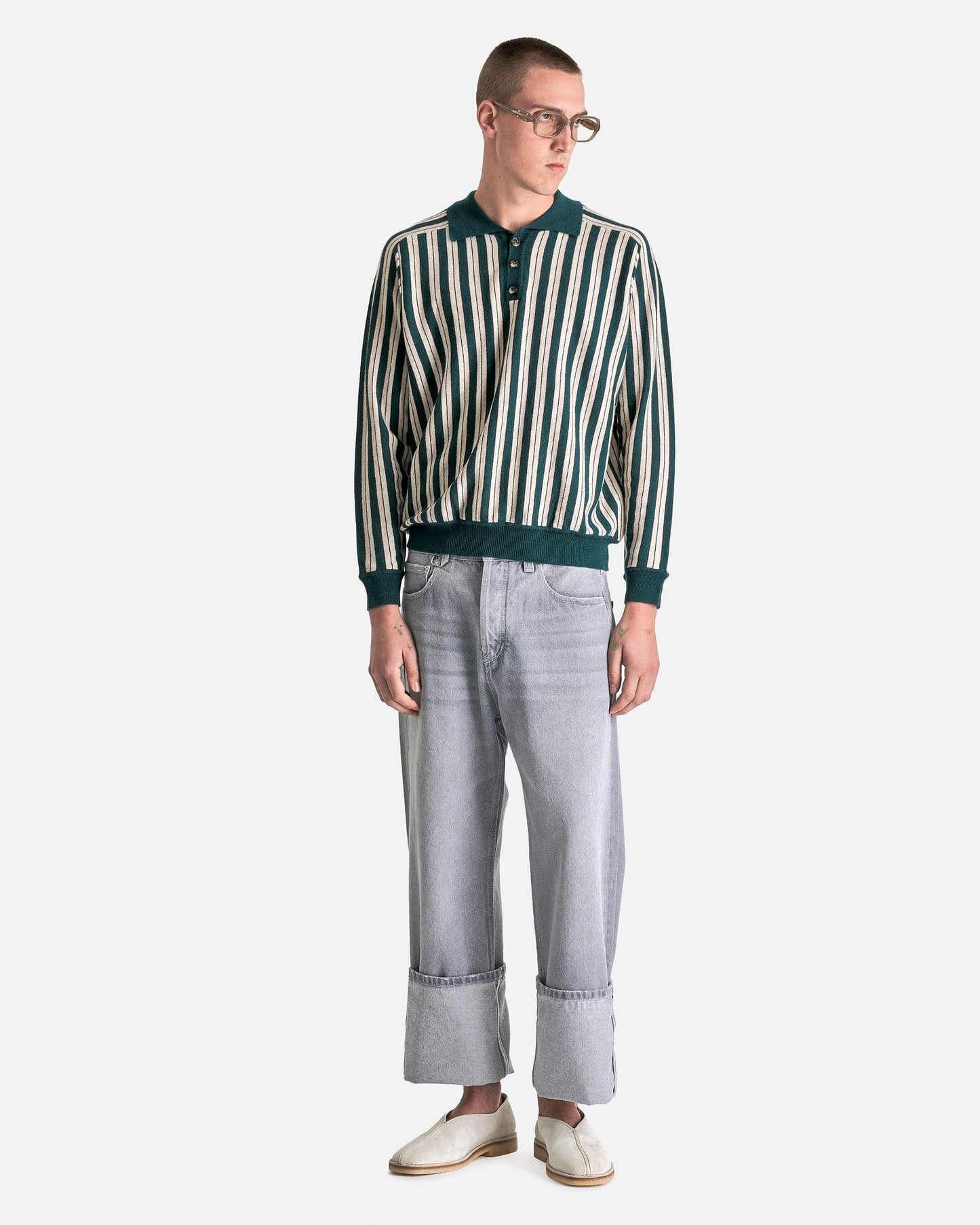 Bode Men's Shirts Hogan Stripe Polo in Green/Multi