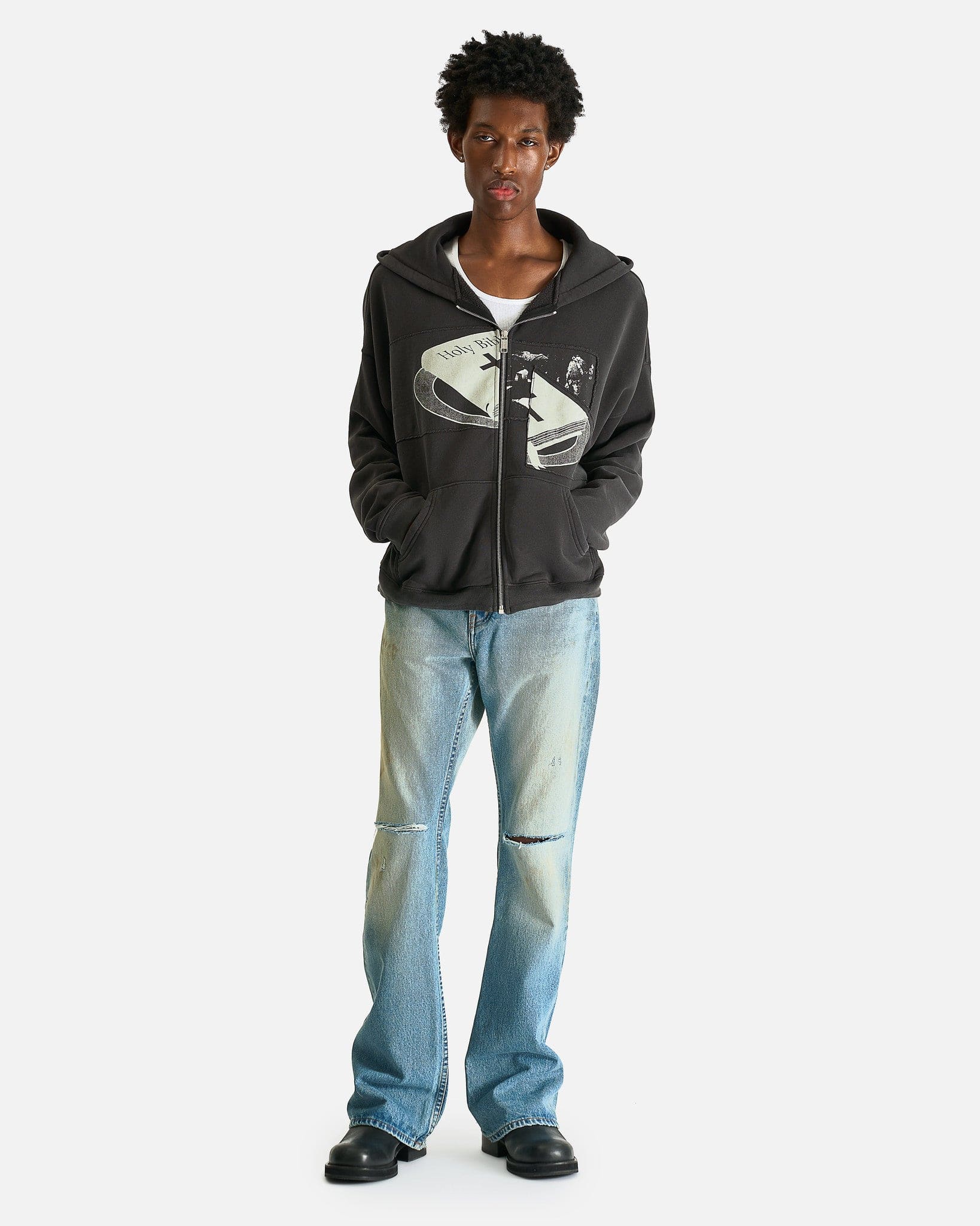 Enfants Riches Deprimes Men's Sweatshirts Holy Bible "Assemblage" Baggy Zip Hoodie in Black