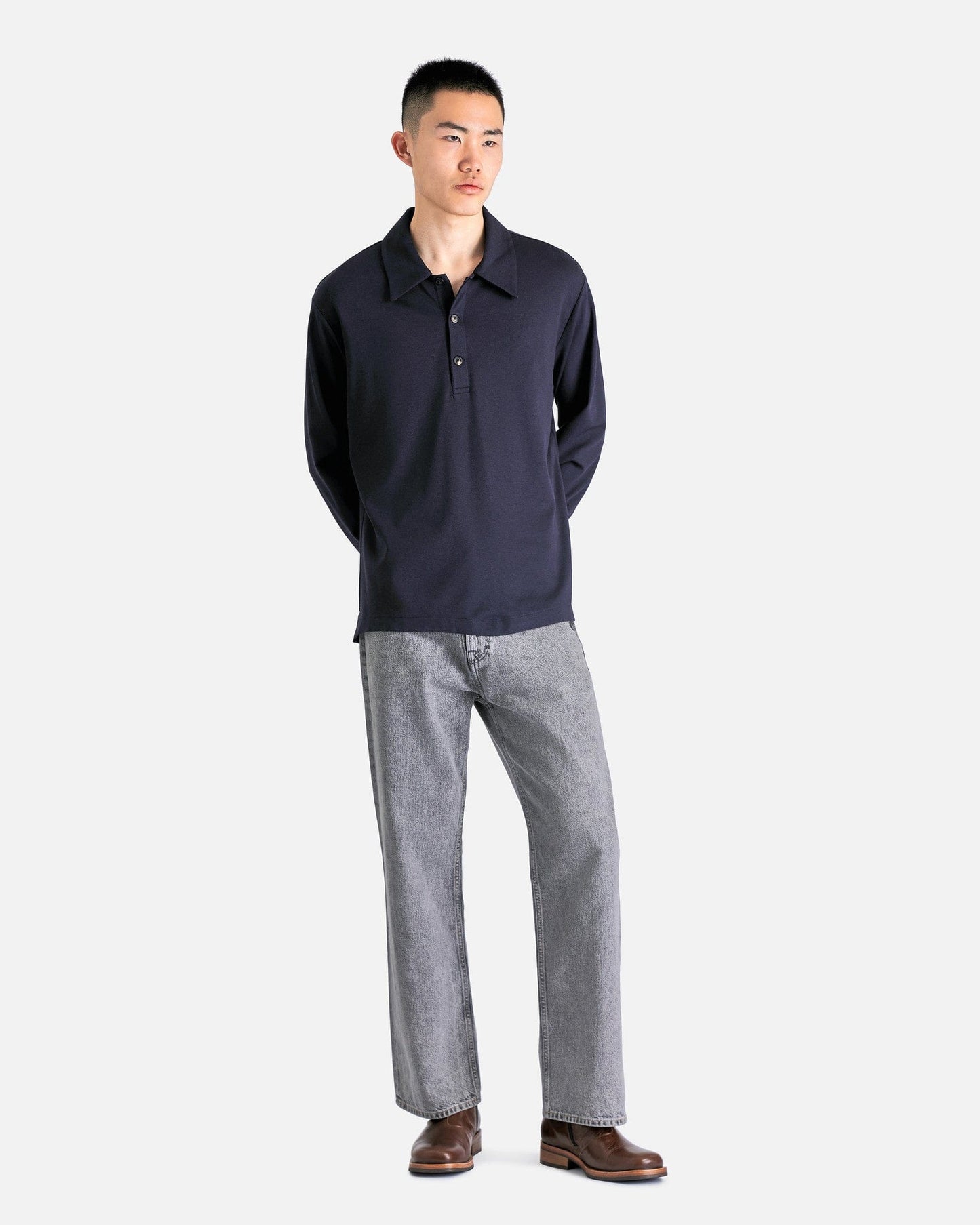Our Legacy Men's Shirts Ile Piquet in Roman Navy